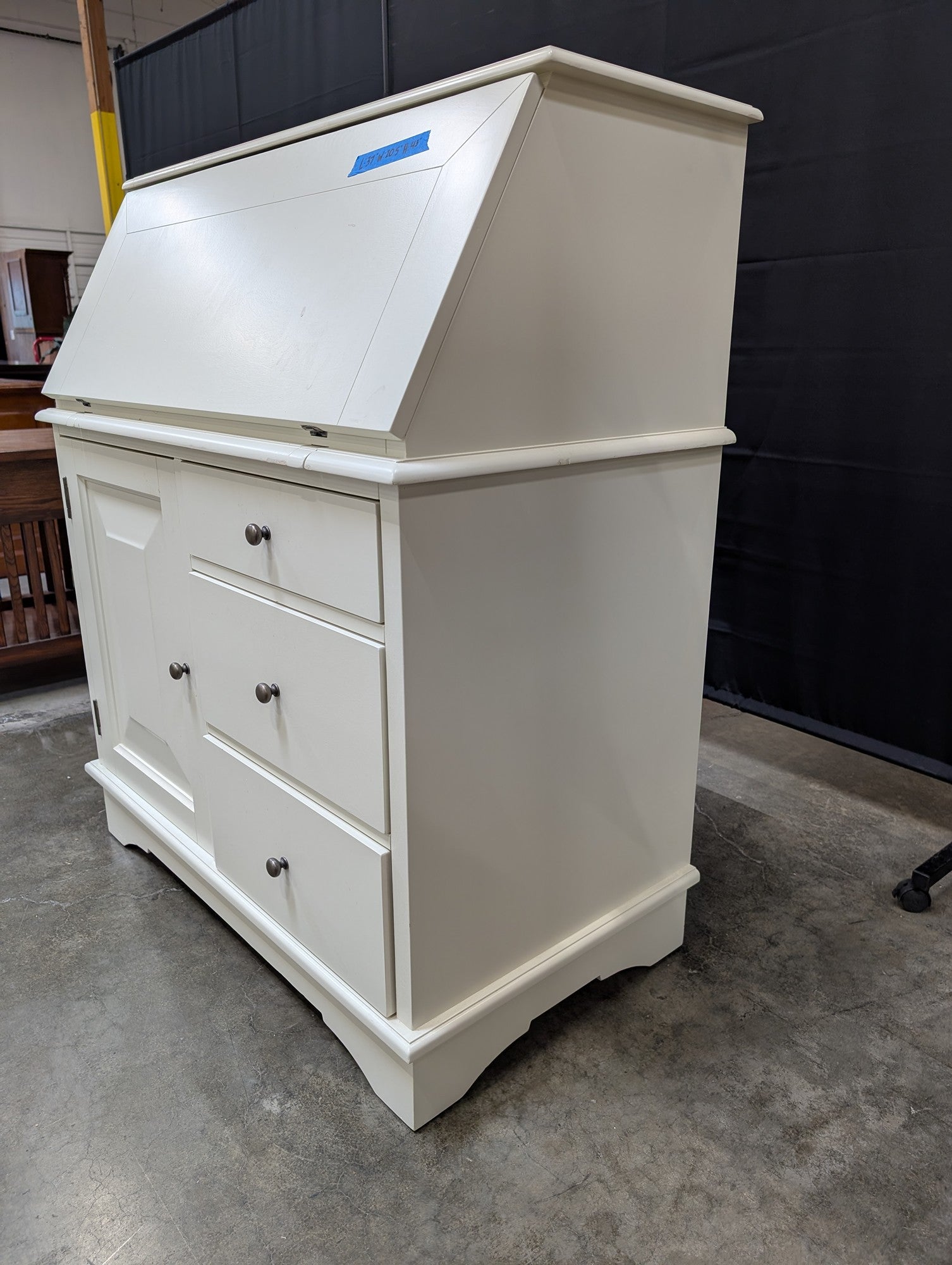 Off-White Wood Secretary Desk with Power