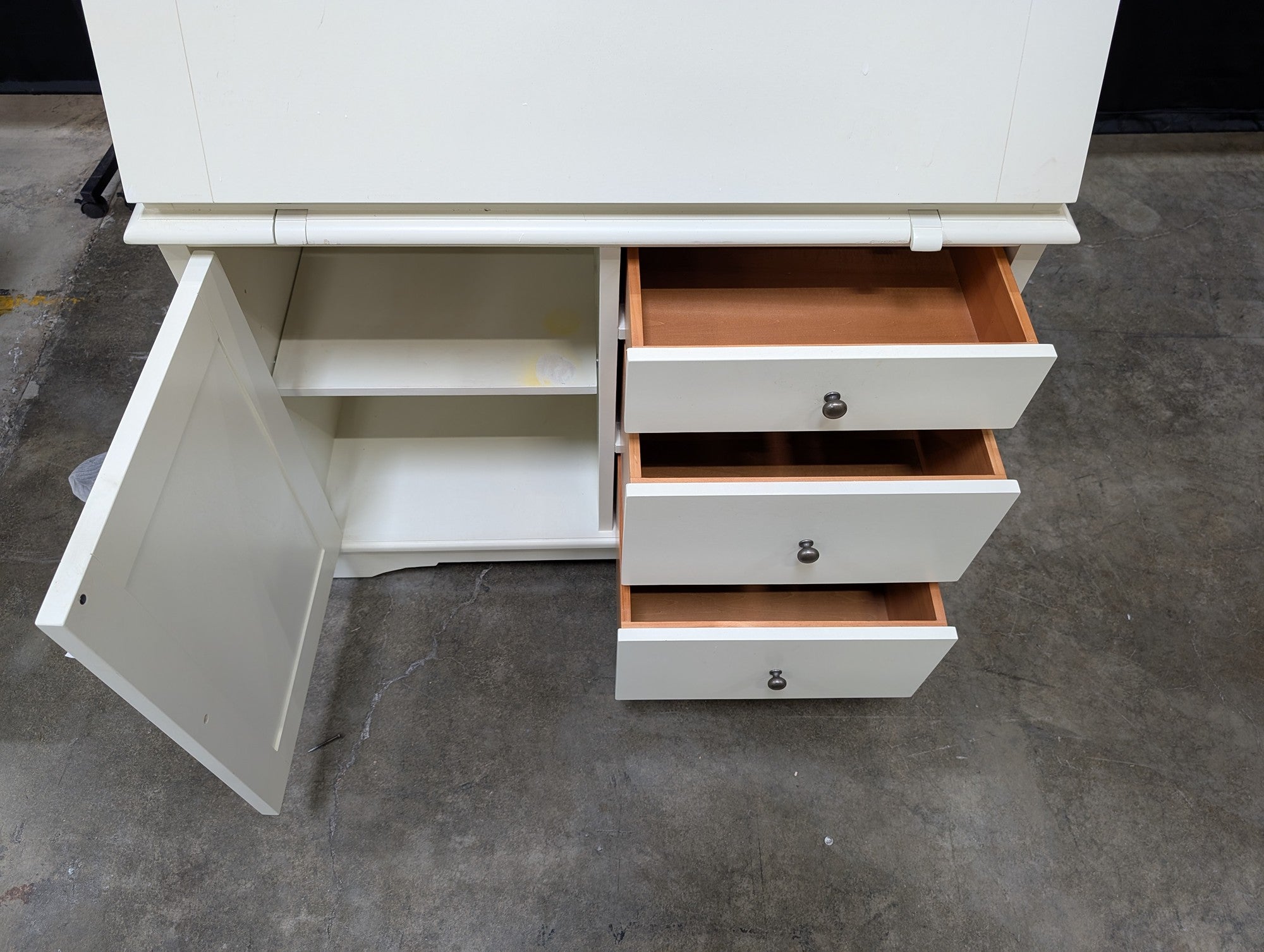 Off-White Wood Secretary Desk with Power