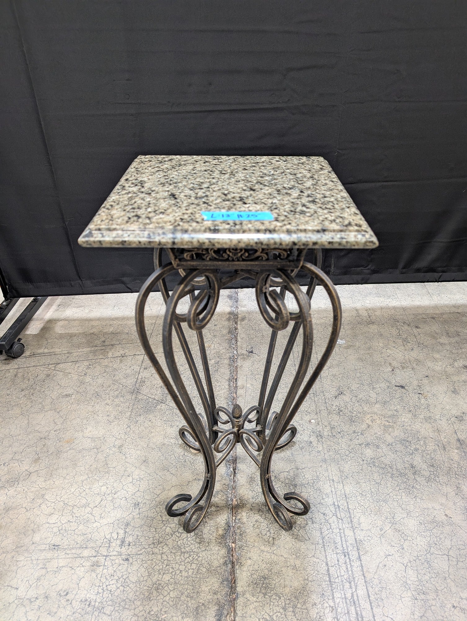 Square Granite Top End Table in Metal