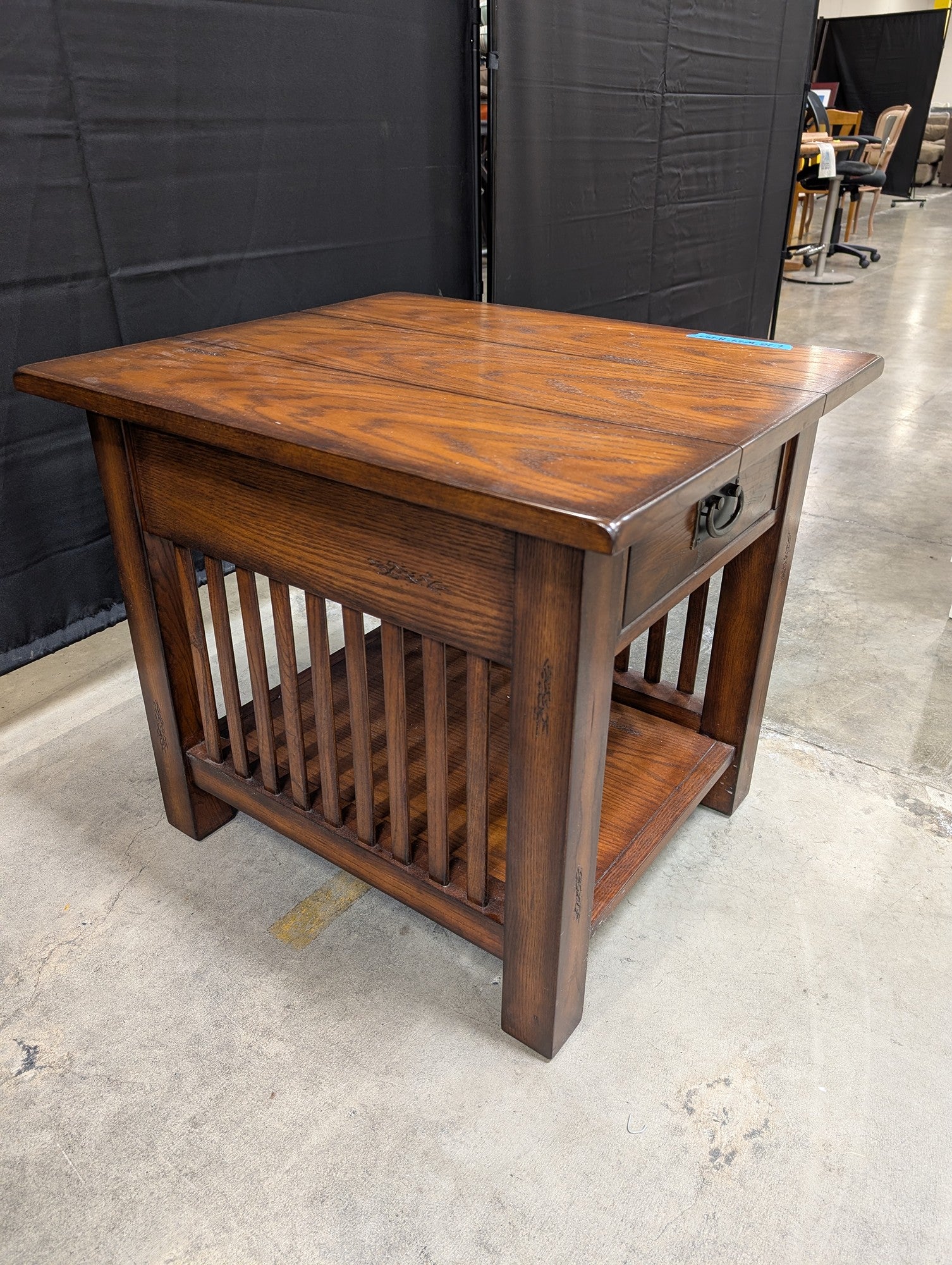 Mission Style Oak End Table with Drawer