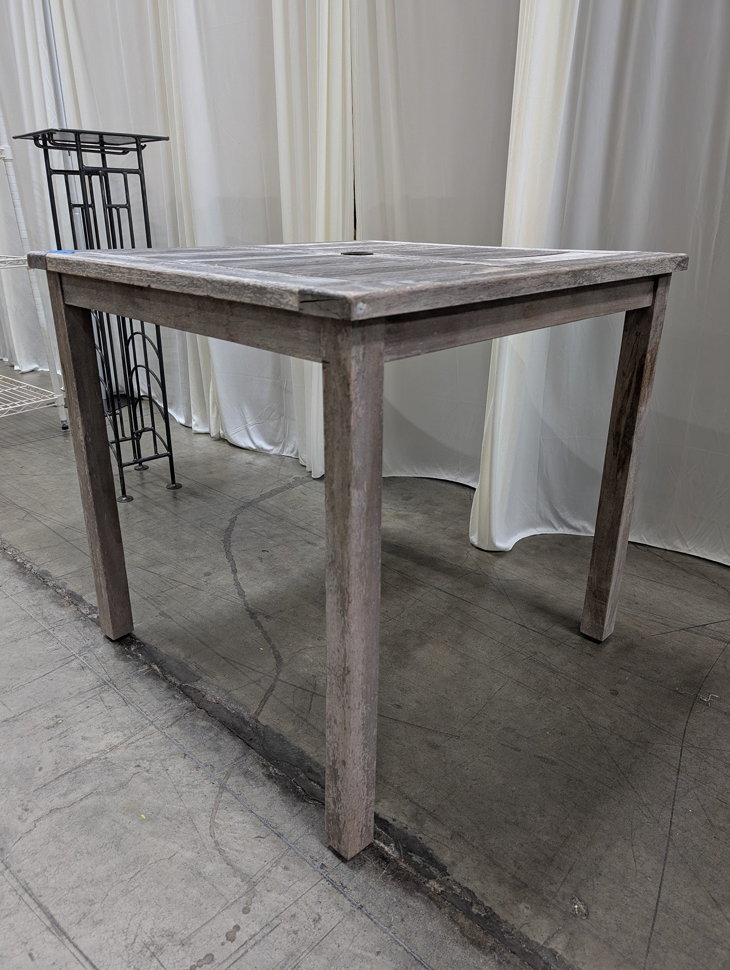 Weathered Grey Wood Patio Dining Table
