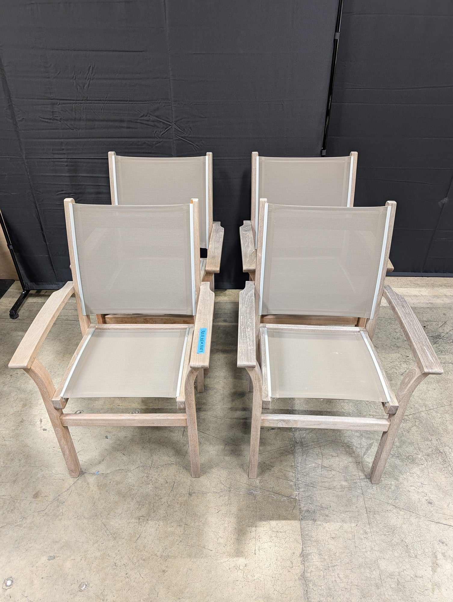Kingsley Bate 'St. Tropez' Teak & Sling Stacking Patio Dining Armchairs - Set of 4
