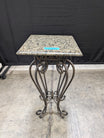 Square Granite Top End Table in Metal
