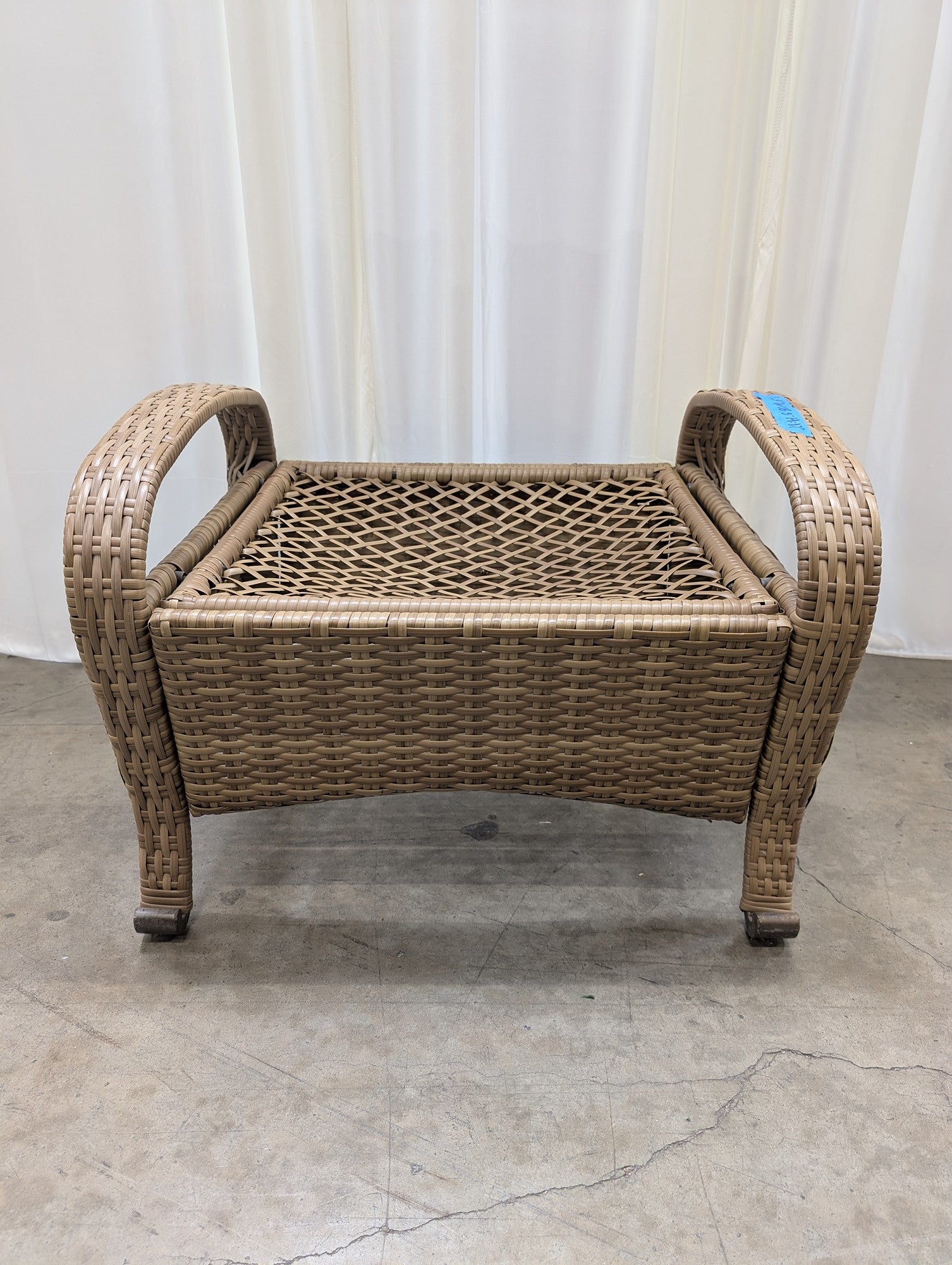 Brown Resin Wicker Patio Ottoman with Cushion