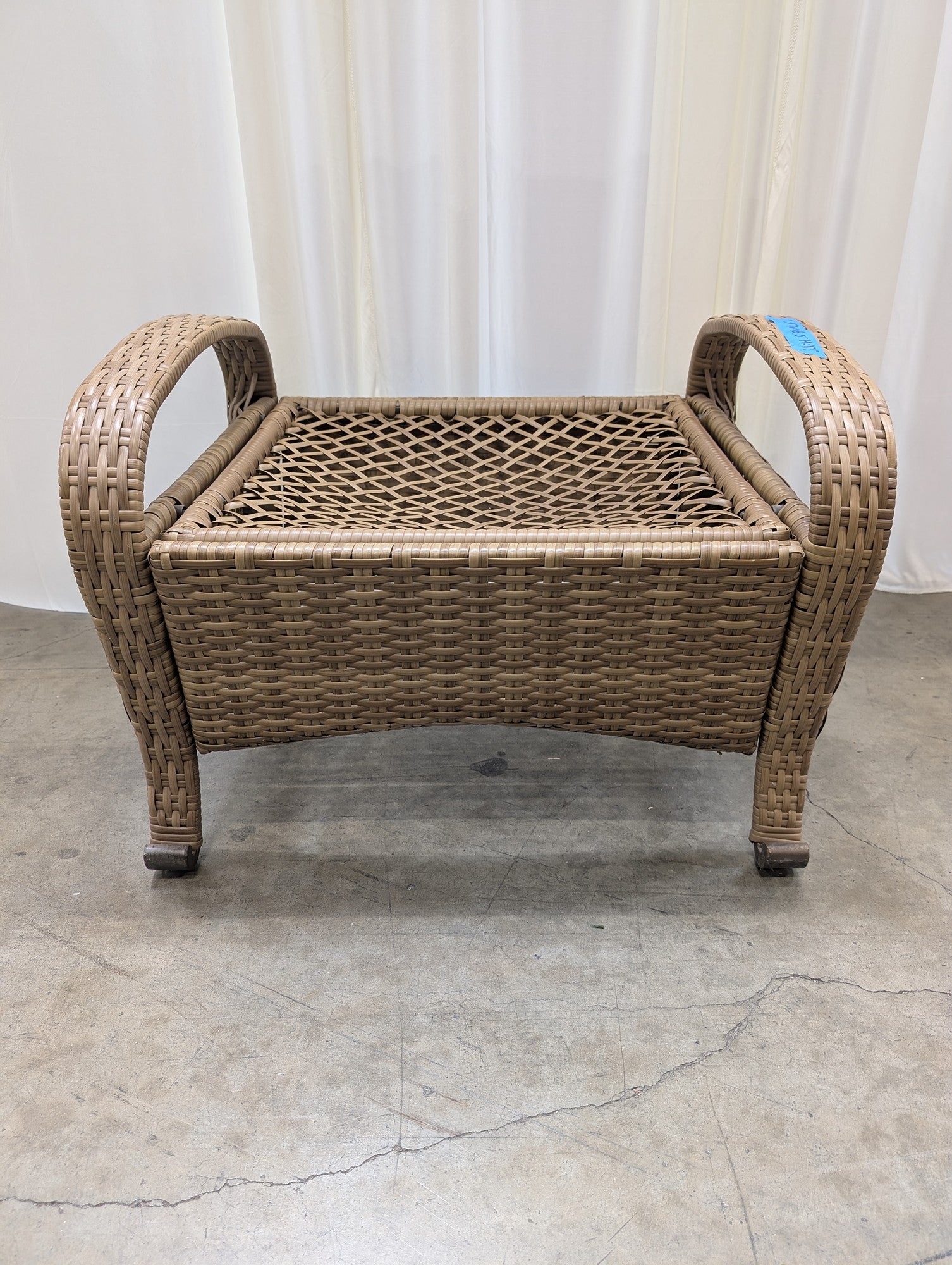 Brown Resin Wicker Patio Ottoman with Cushion
