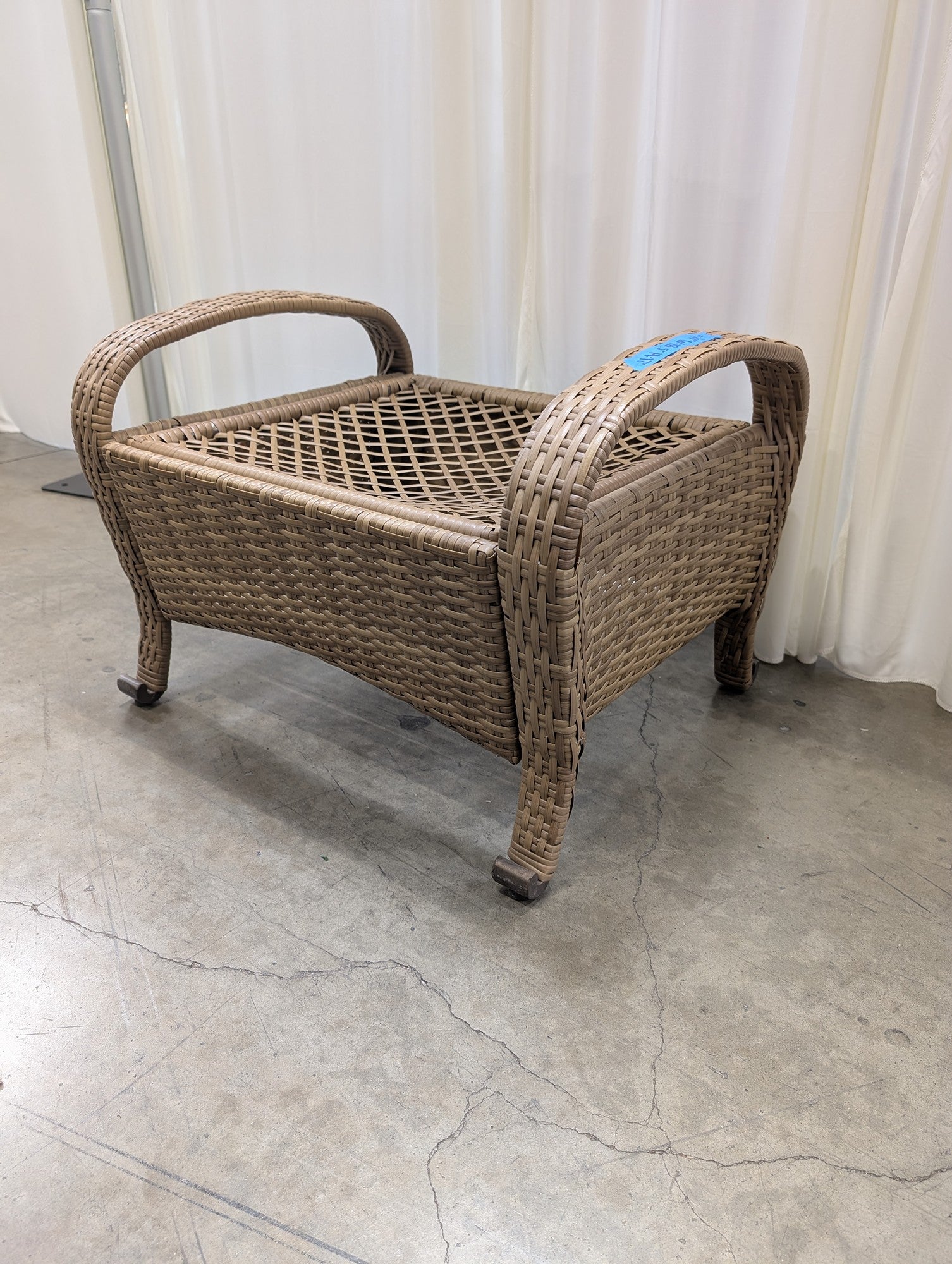 Brown Resin Wicker Patio Ottoman with Cushion