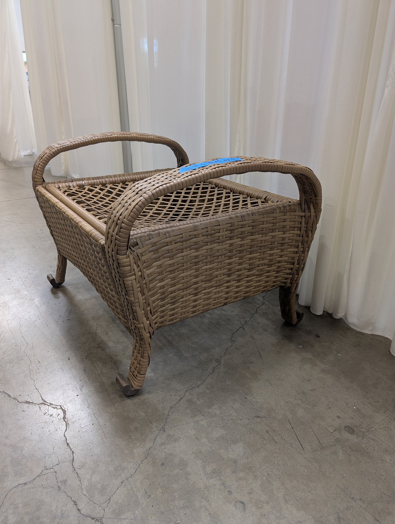 Brown Resin Wicker Patio Ottoman with Cushion