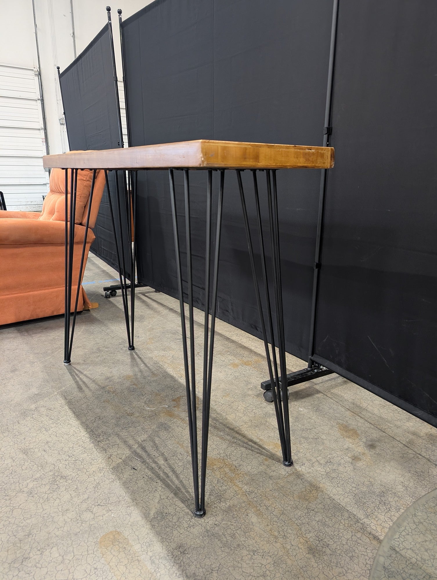Rustic Wood Slab Console Table with Hairpin Legs