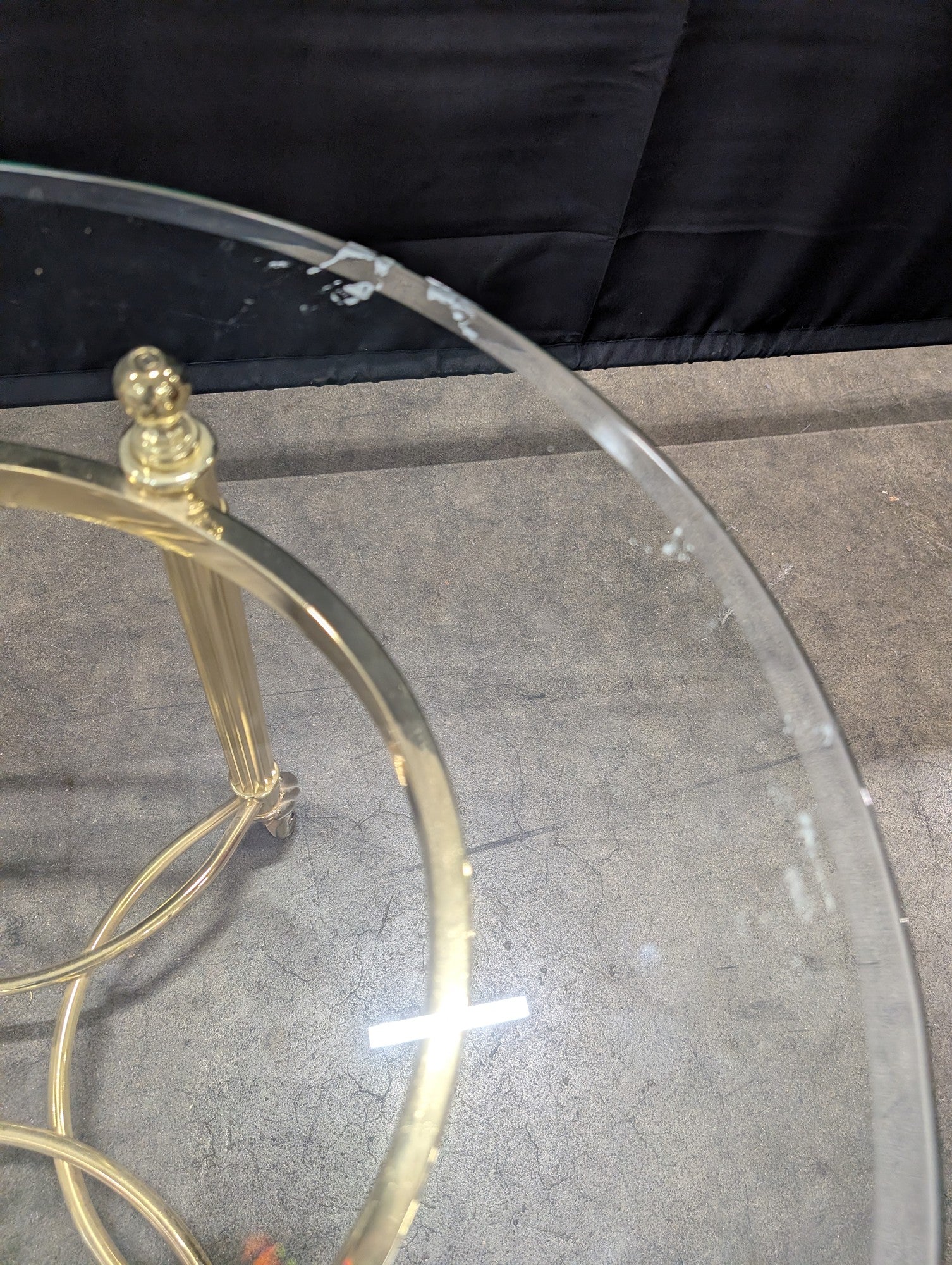 Hollywood Regency Brass End Table with Fluted Legs