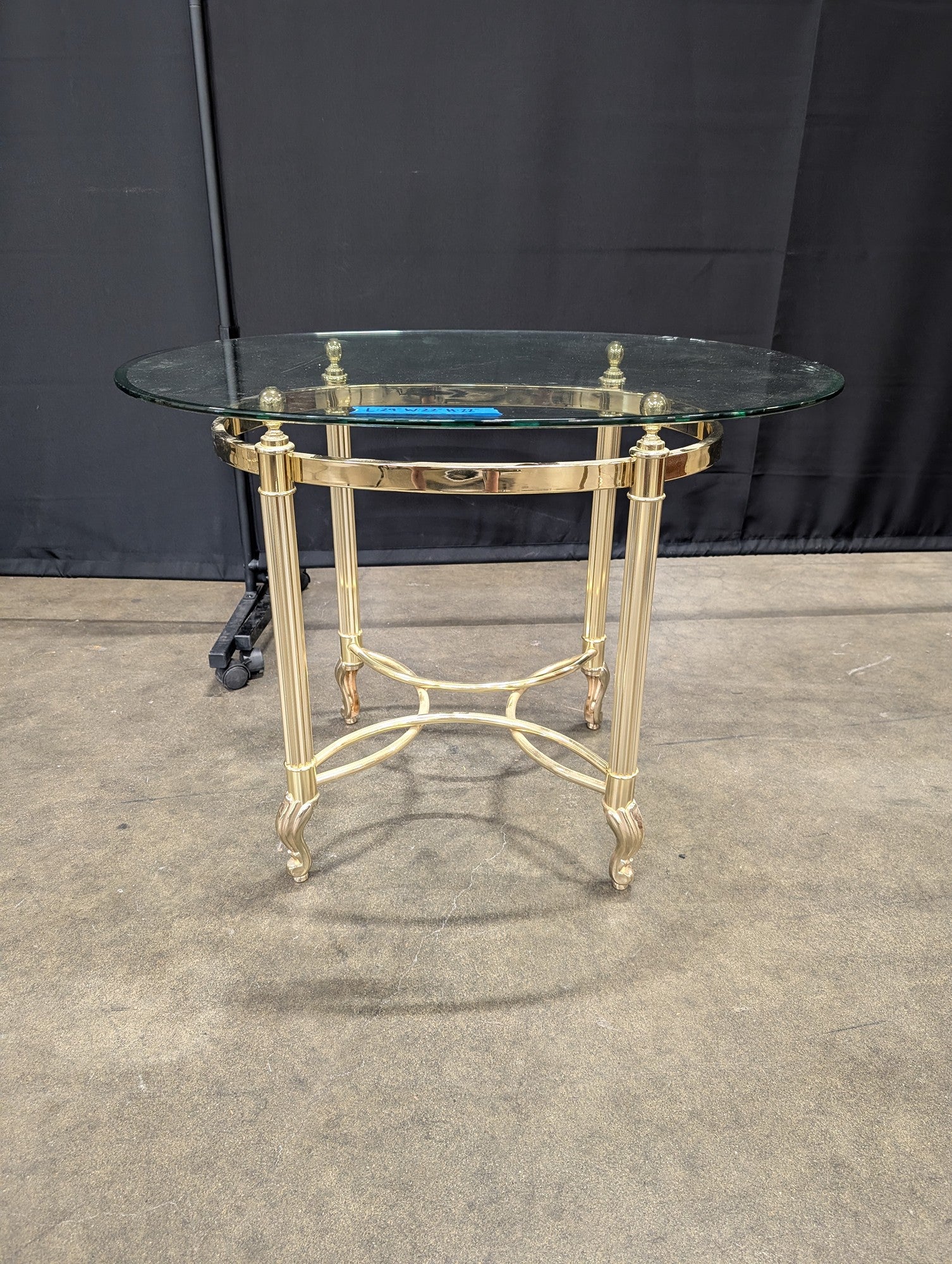 Hollywood Regency Brass End Table with Fluted Legs