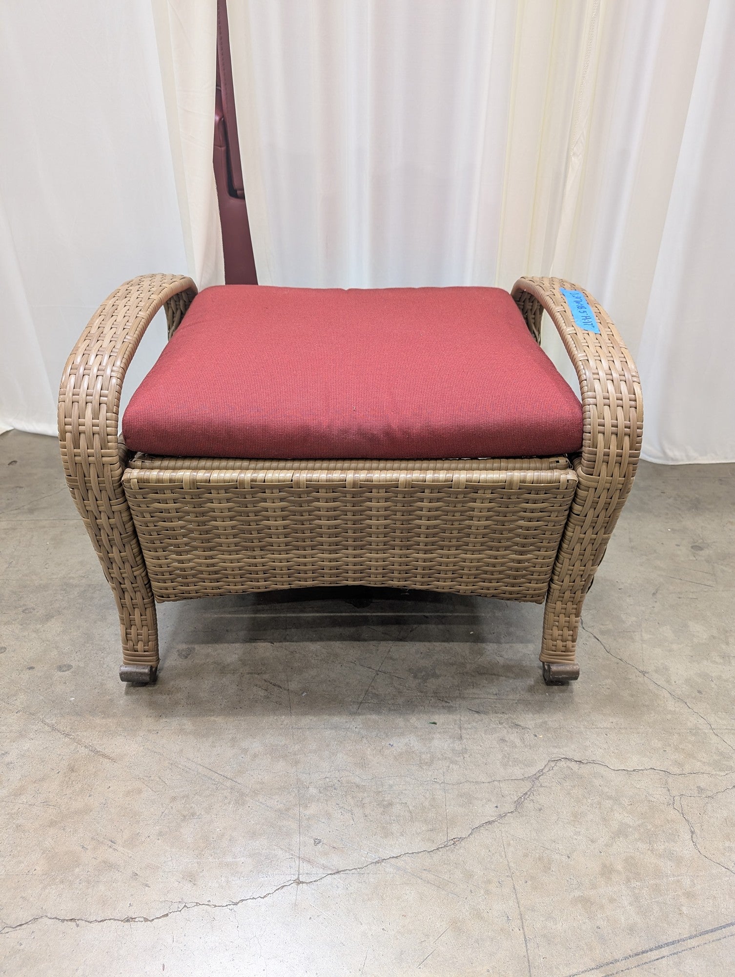 Brown Resin Wicker Patio Ottoman with Cushion
