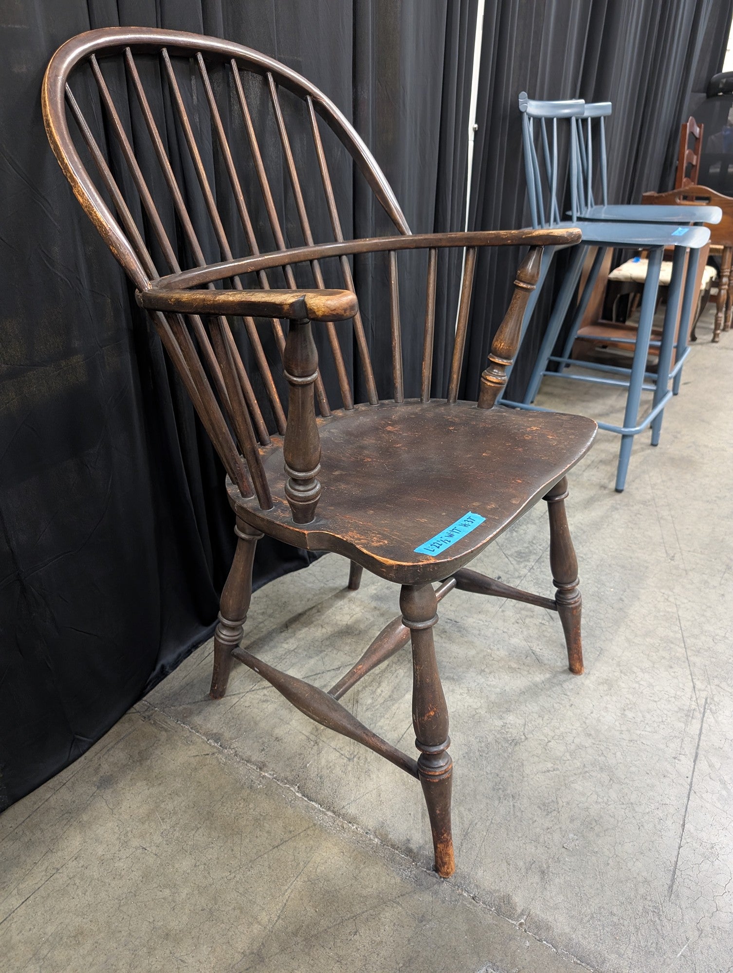 Antique Windsor Wood Chair with Spindle Back
