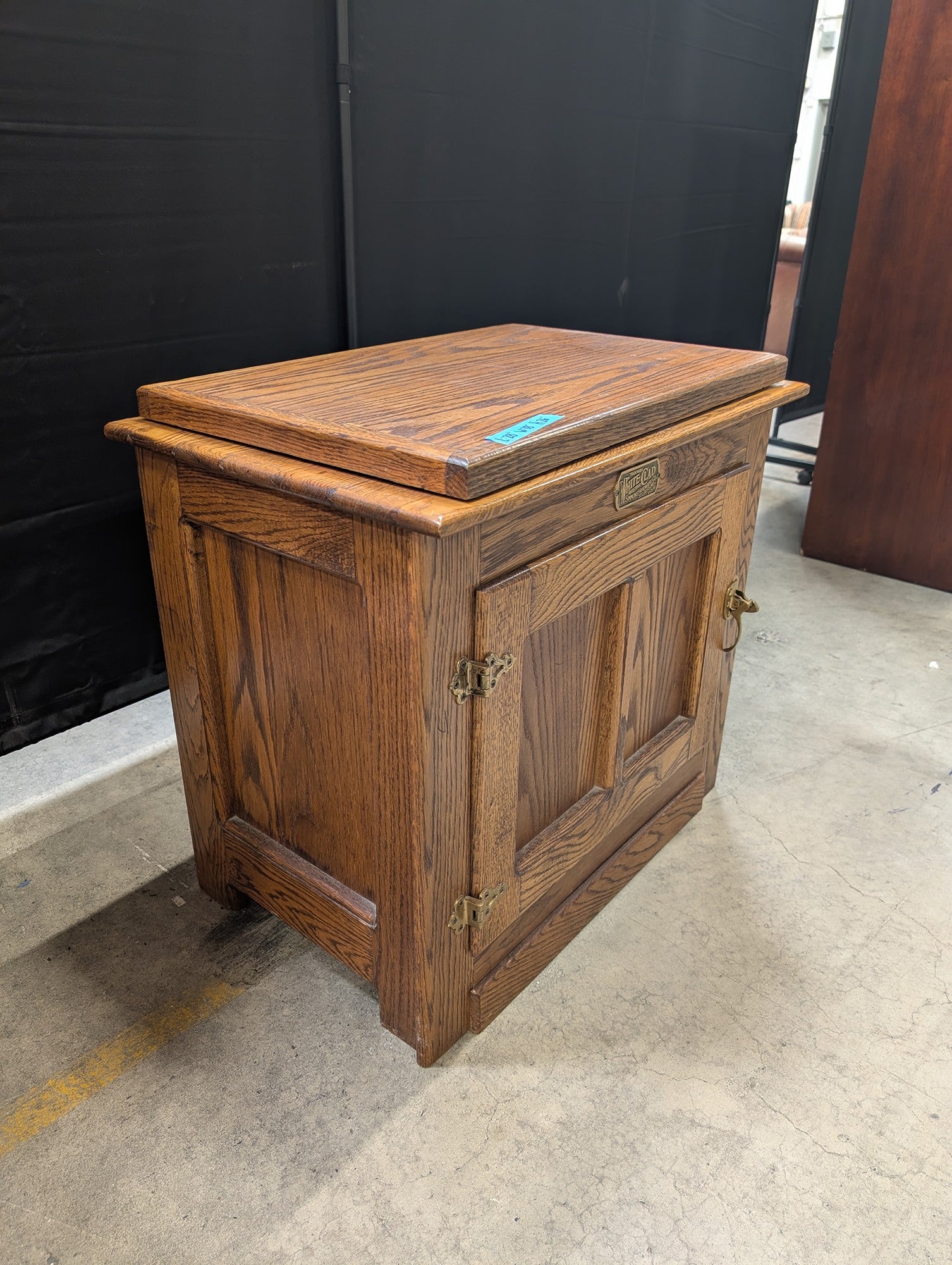 White Clad Oak Nightstand with Brass Hardware