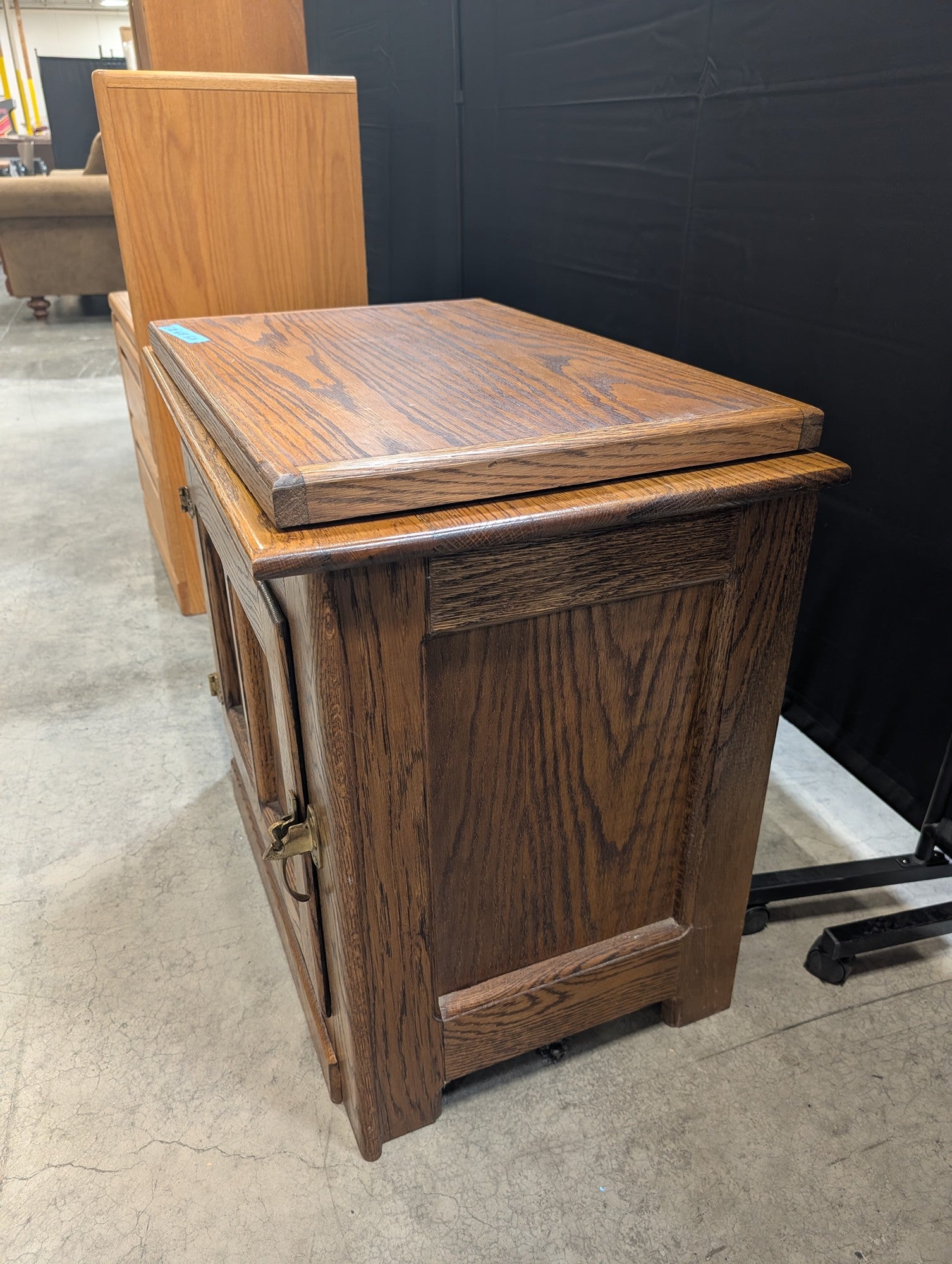White Clad Oak Nightstand with Brass Hardware