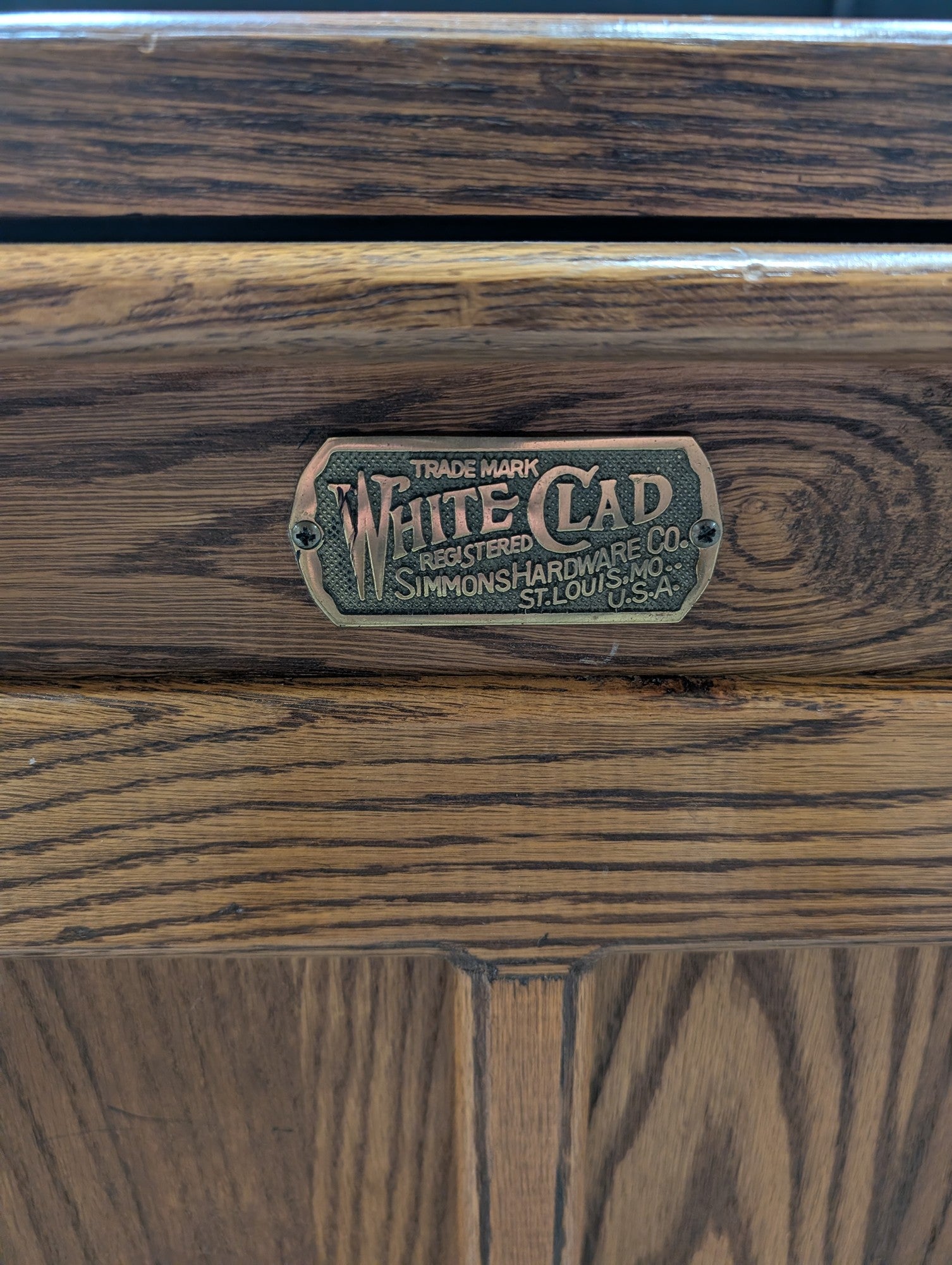 White Clad Oak Nightstand with Brass Hardware