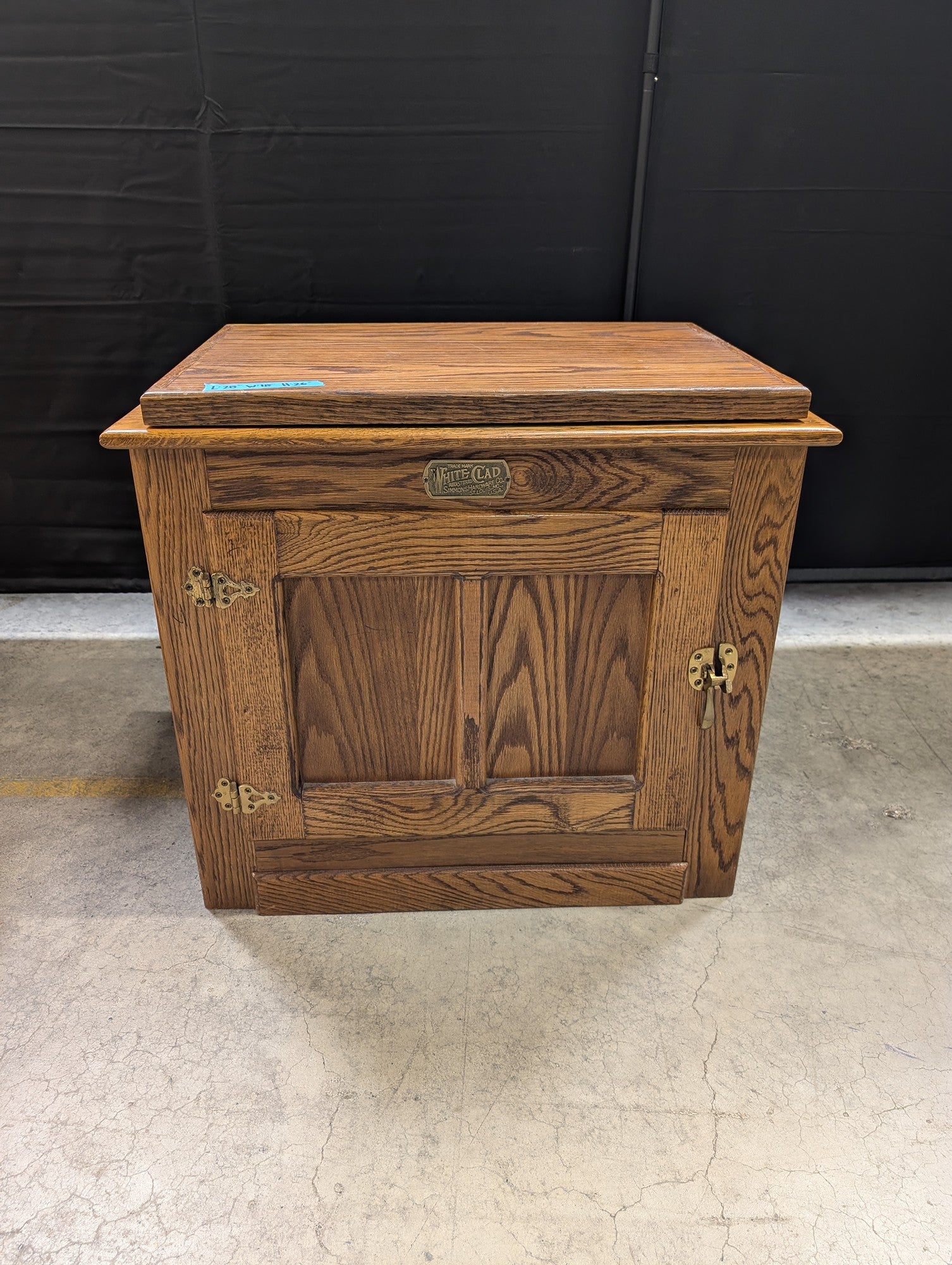 White Clad Oak Nightstand with Brass Hardware