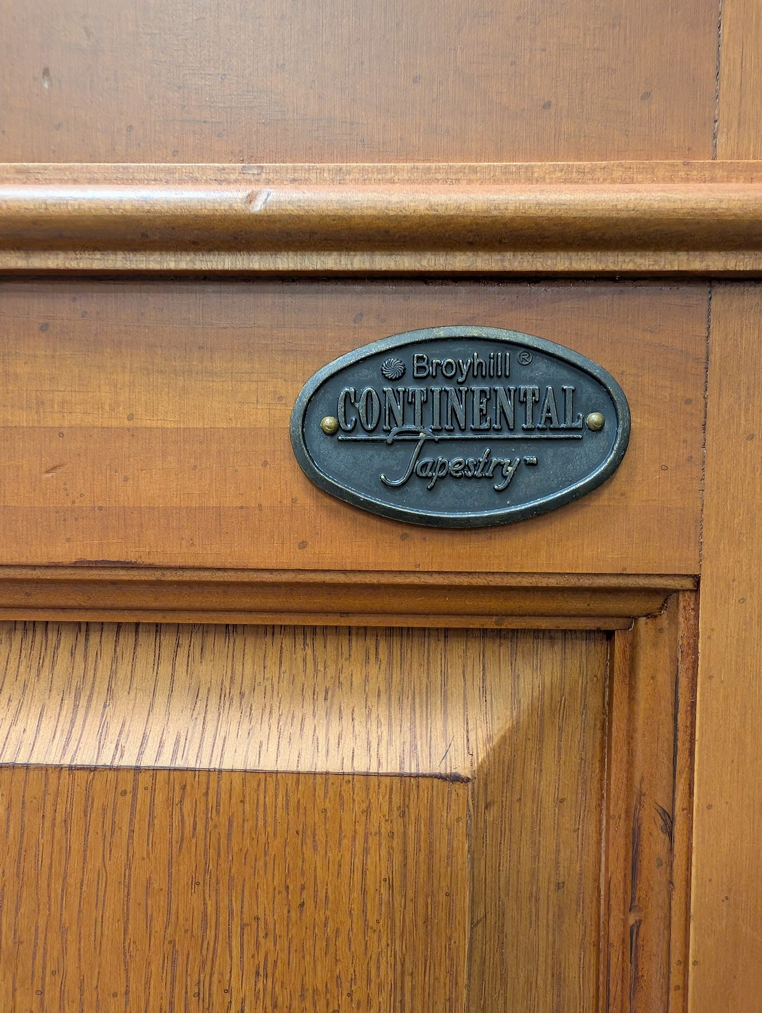 Broyhill Continental Tapestry Carved Wood Armoire with Two Drawers