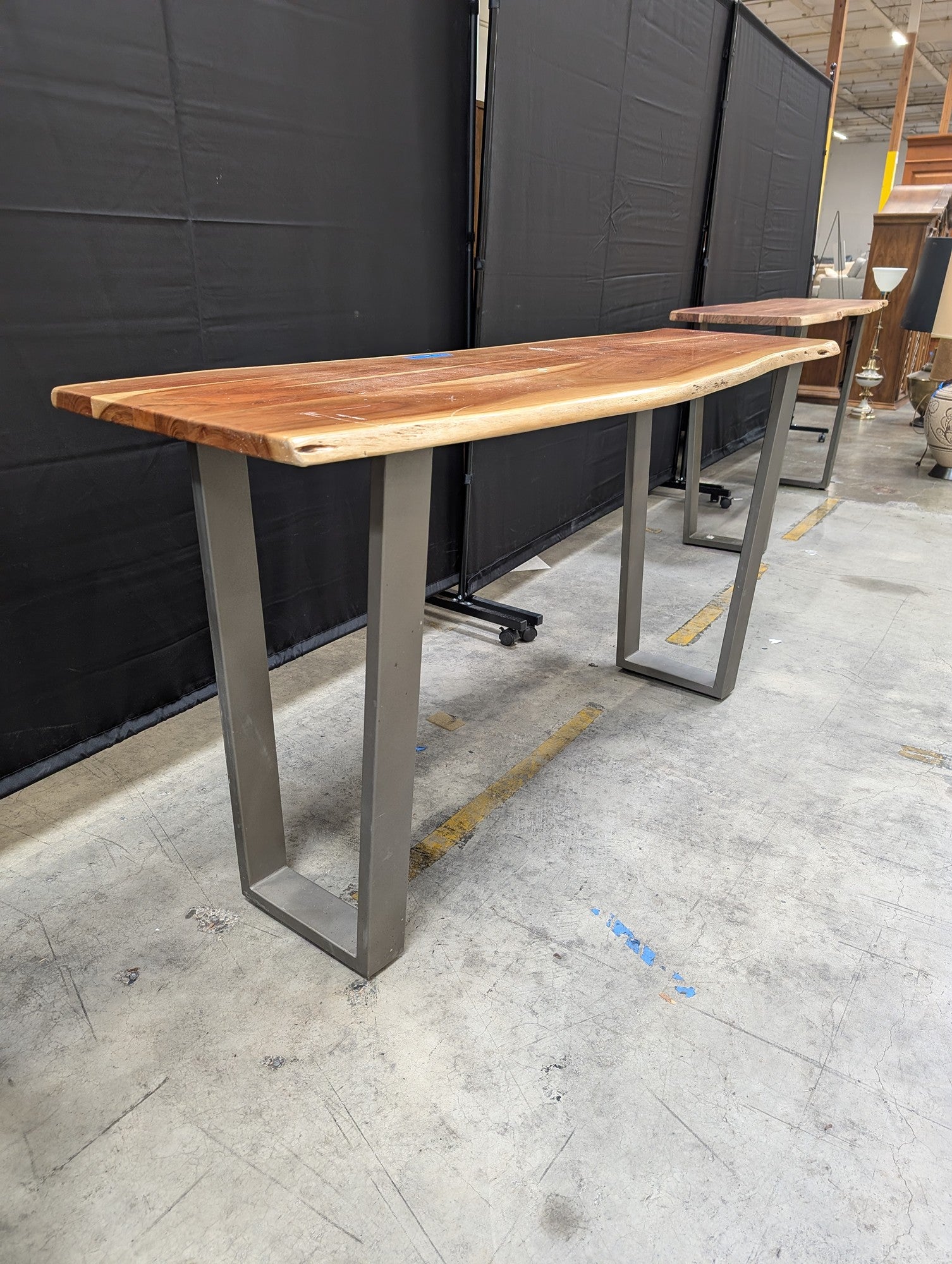 Live Edge Wood Top Console Table with Metal Legs