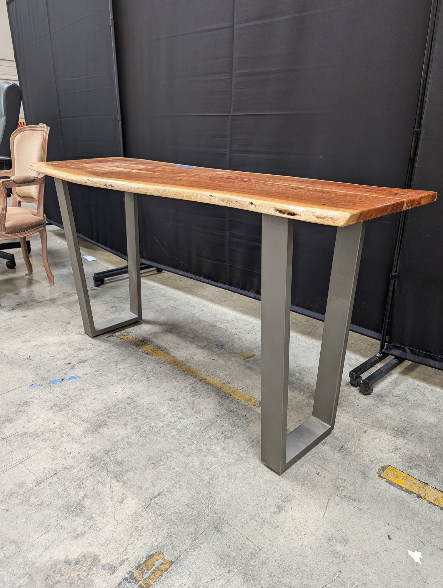 Live Edge Wood Top Console Table with Metal Legs