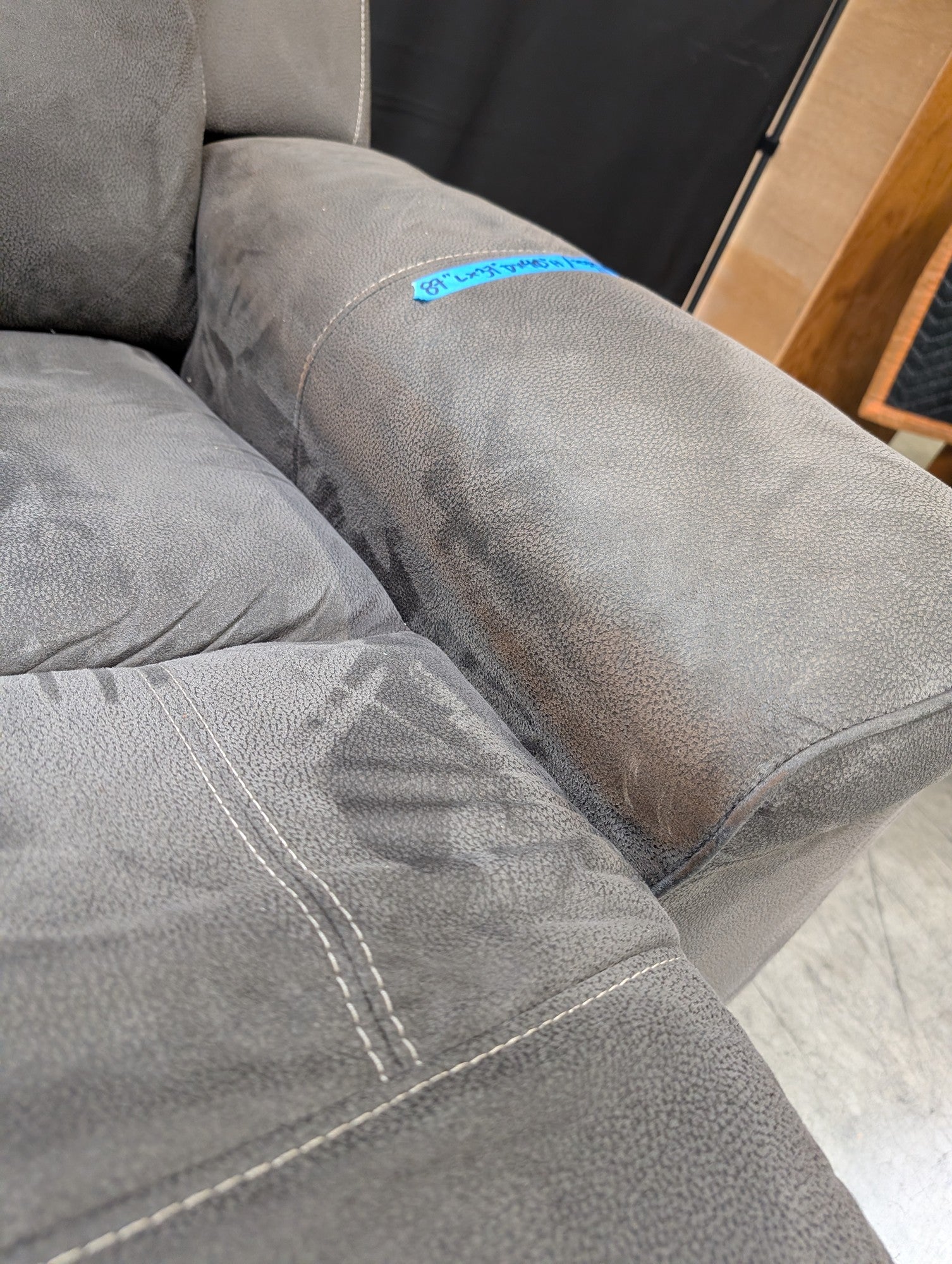Textured Grey Reclining Three-Seat Couch