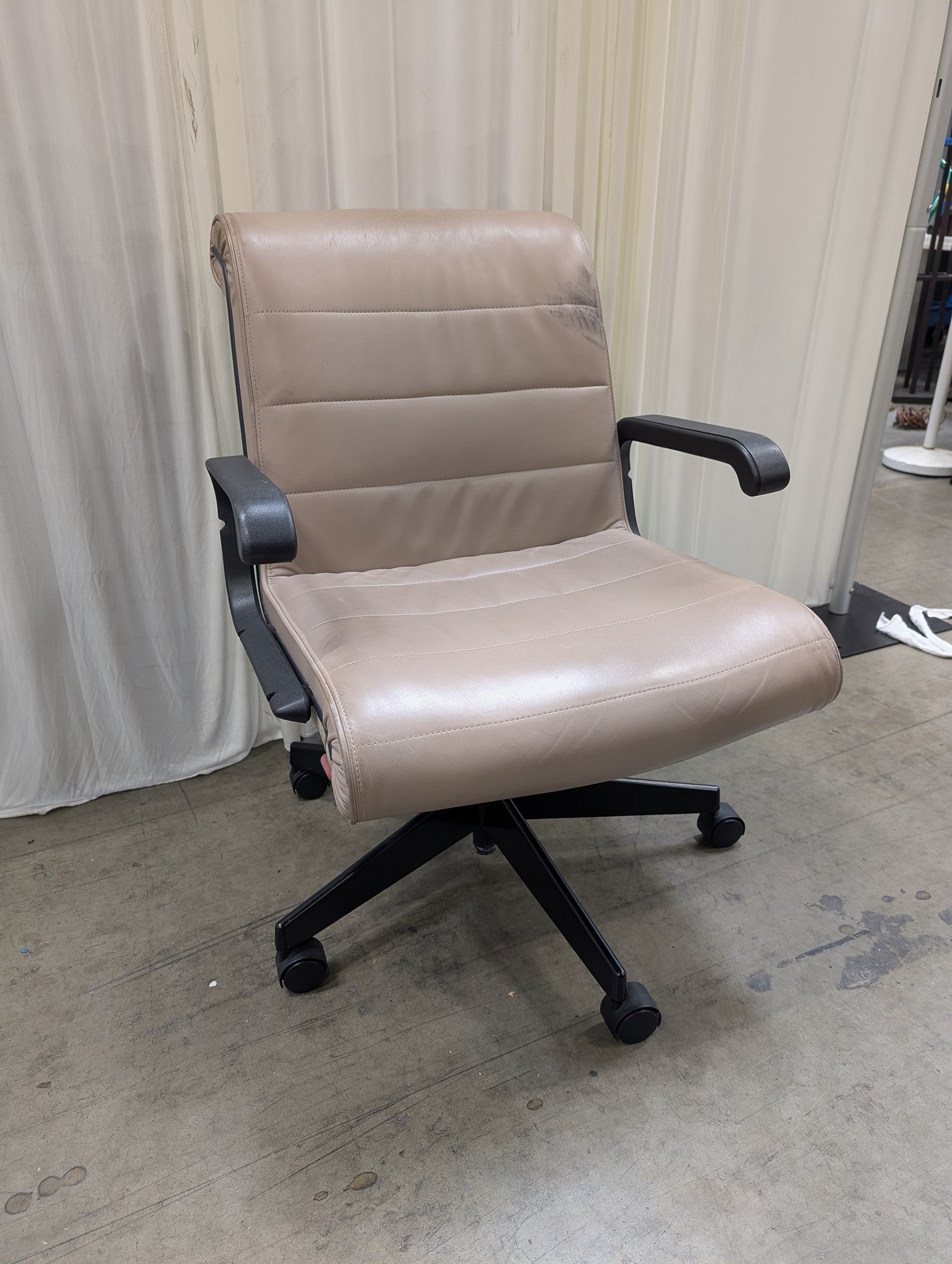 Tan Faux Leather Office Chair with Armrests
