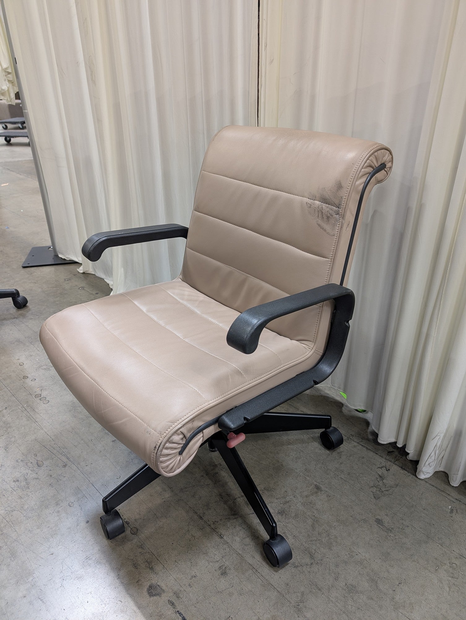 Tan Faux Leather Office Chair with Armrests