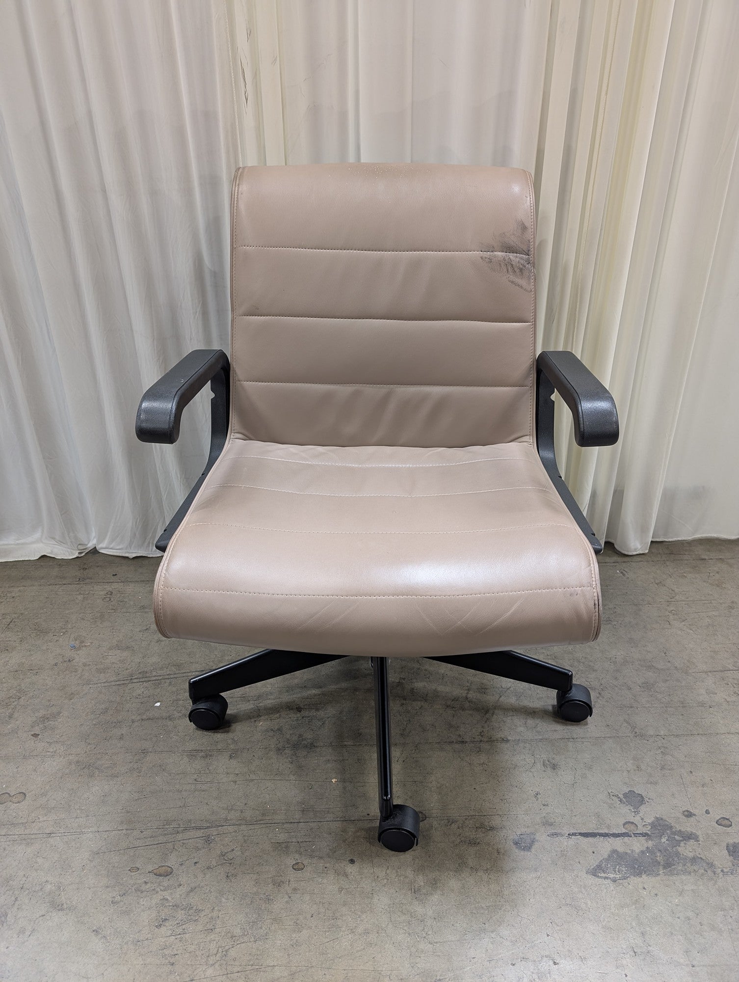 Tan Faux Leather Office Chair with Armrests