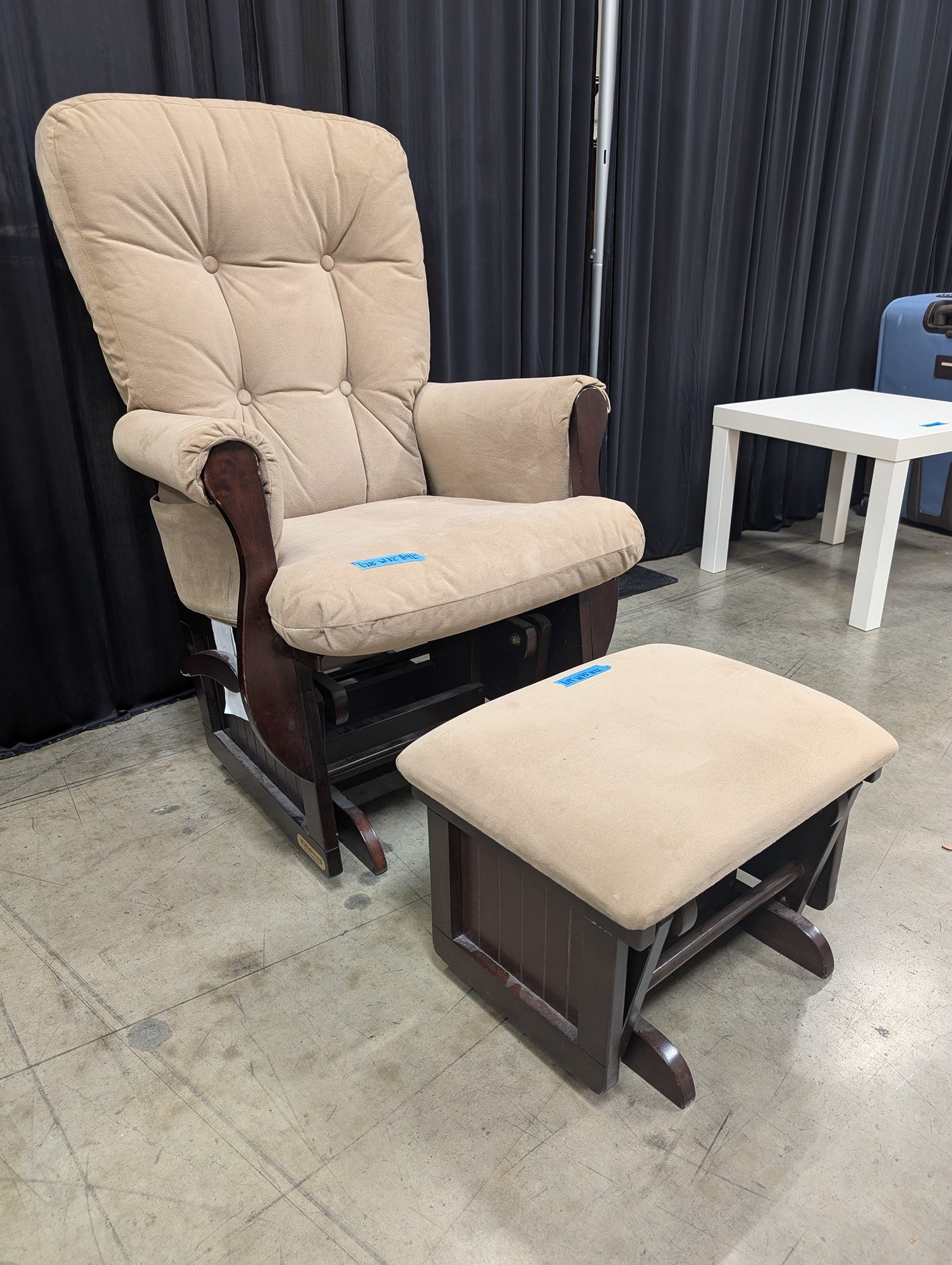 Shermag Beige Microfiber Glider with Ottoman