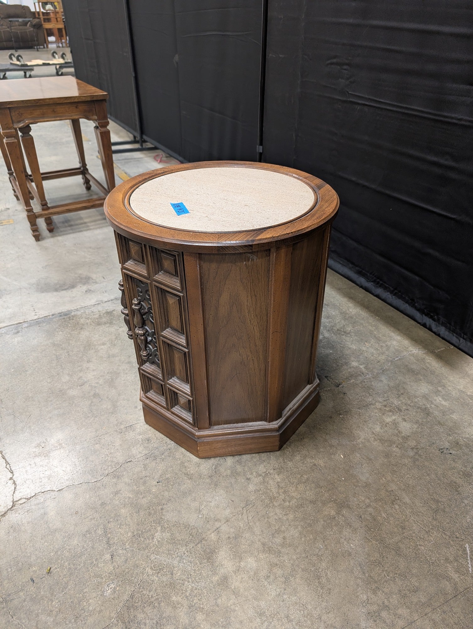 Hexagonal Wood Commode End Table with Storage