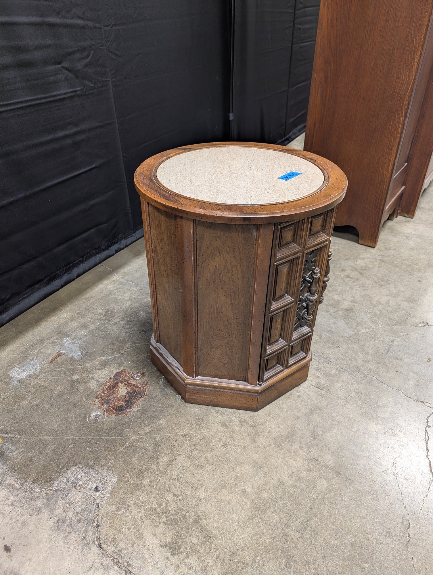 Hexagonal Wood Commode End Table with Storage