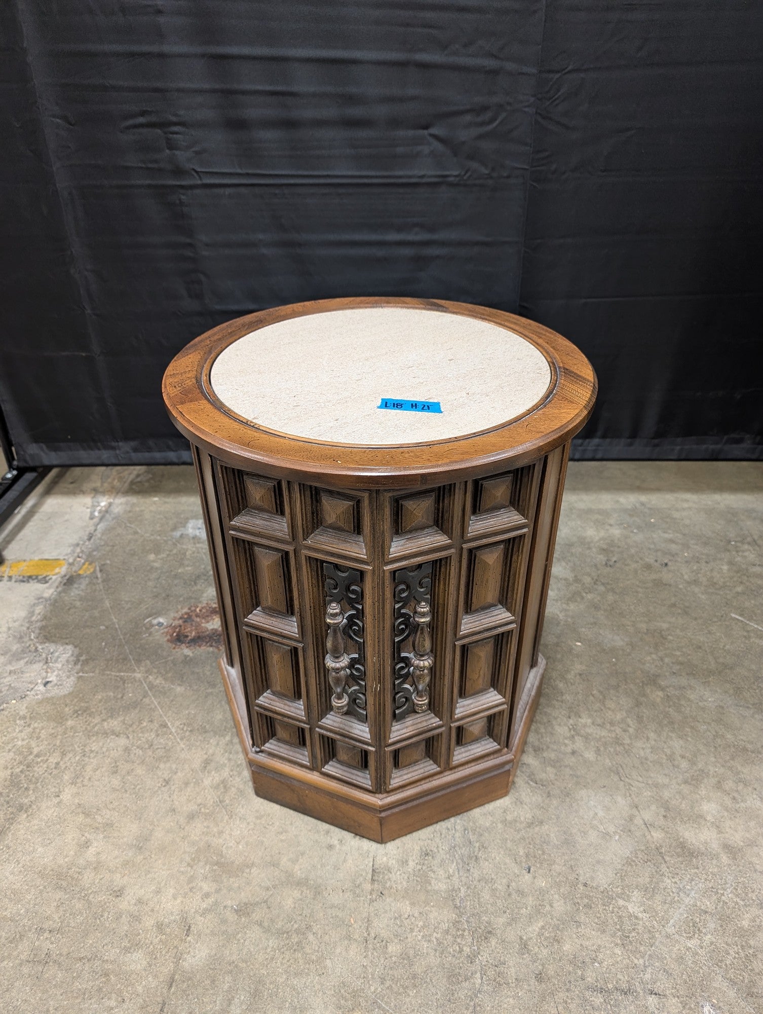 Hexagonal Wood Commode End Table with Storage