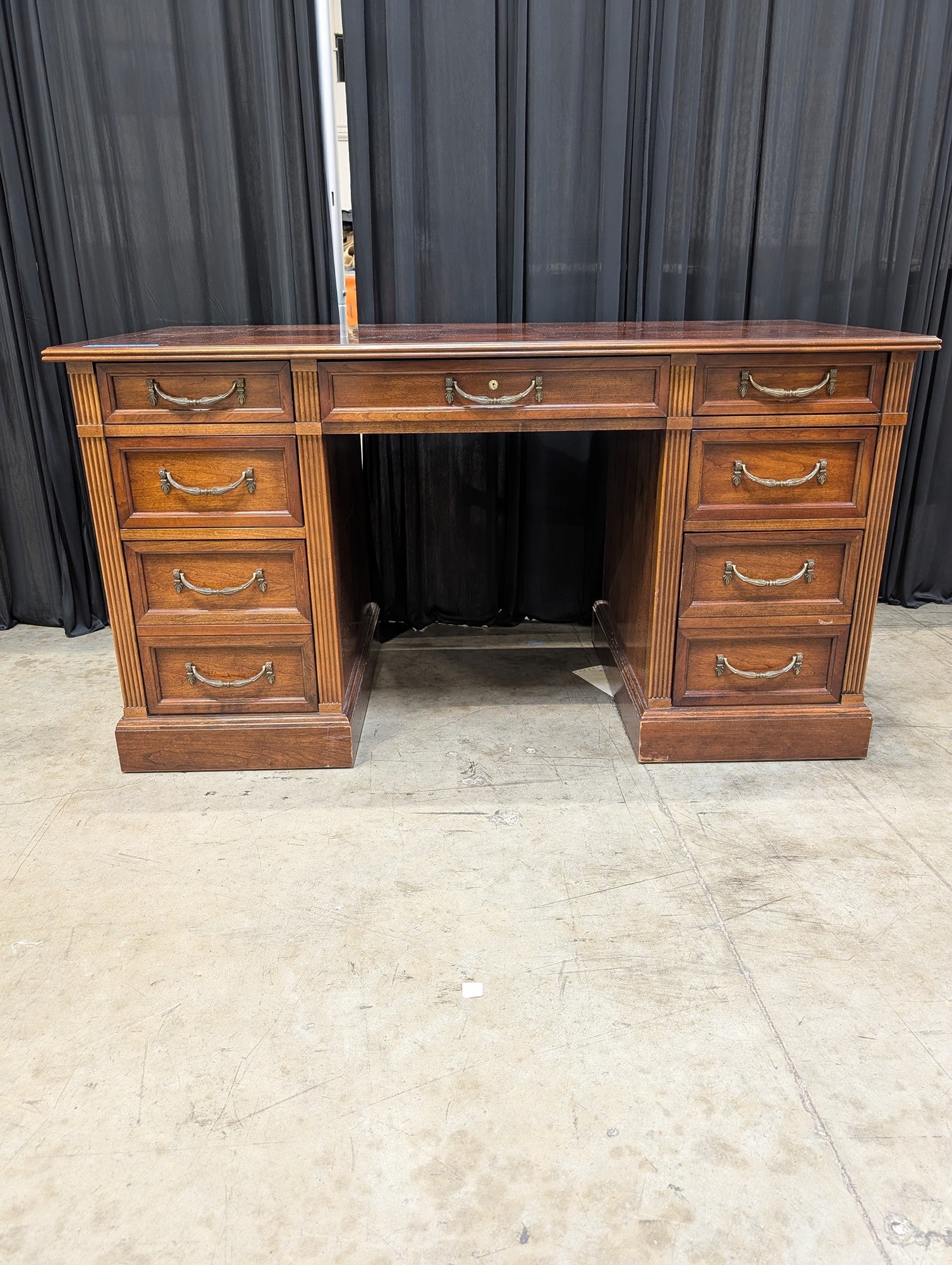 National Mt. Airy Wood Desk with Parquet Top