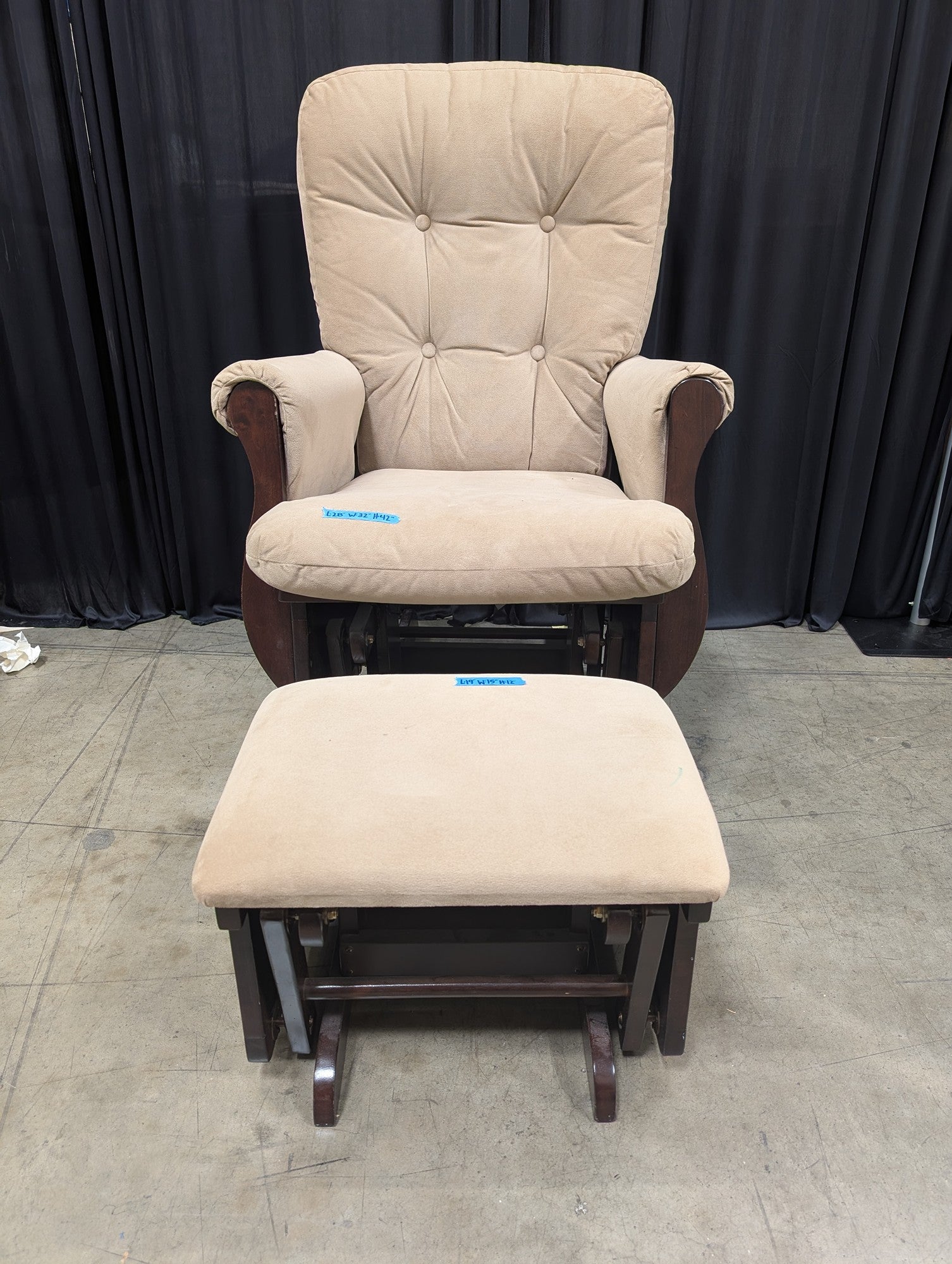 Shermag Beige Microfiber Glider with Ottoman