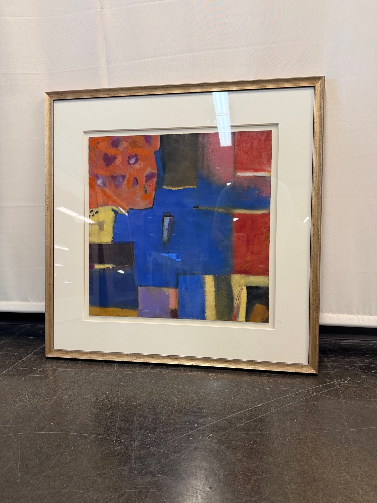 Colorful Abstract Painting in a Gold Frame