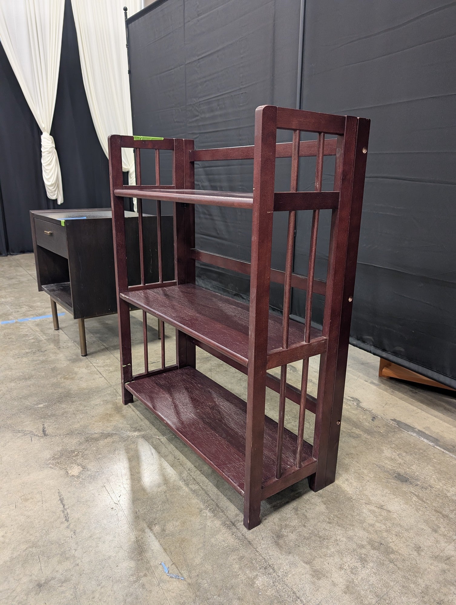 Cherry Finish Three-Shelf Bookcase