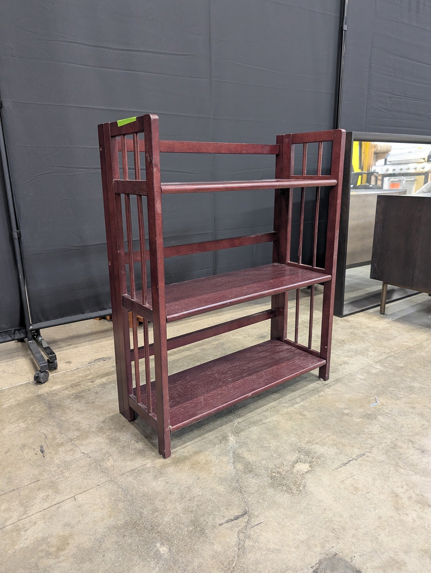 Cherry Finish Three-Shelf Bookcase