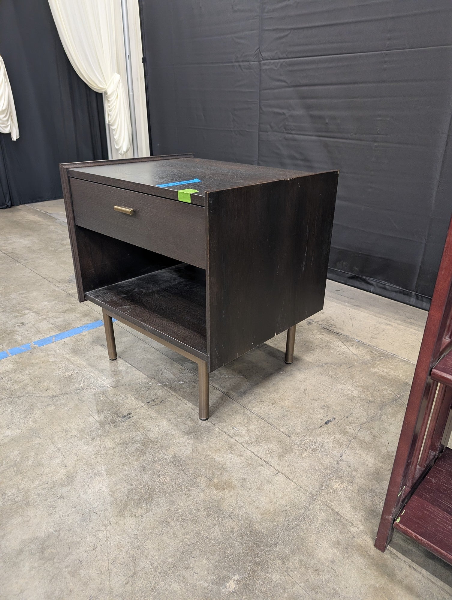 West Bros Dark Wood One-Drawer Nightstand