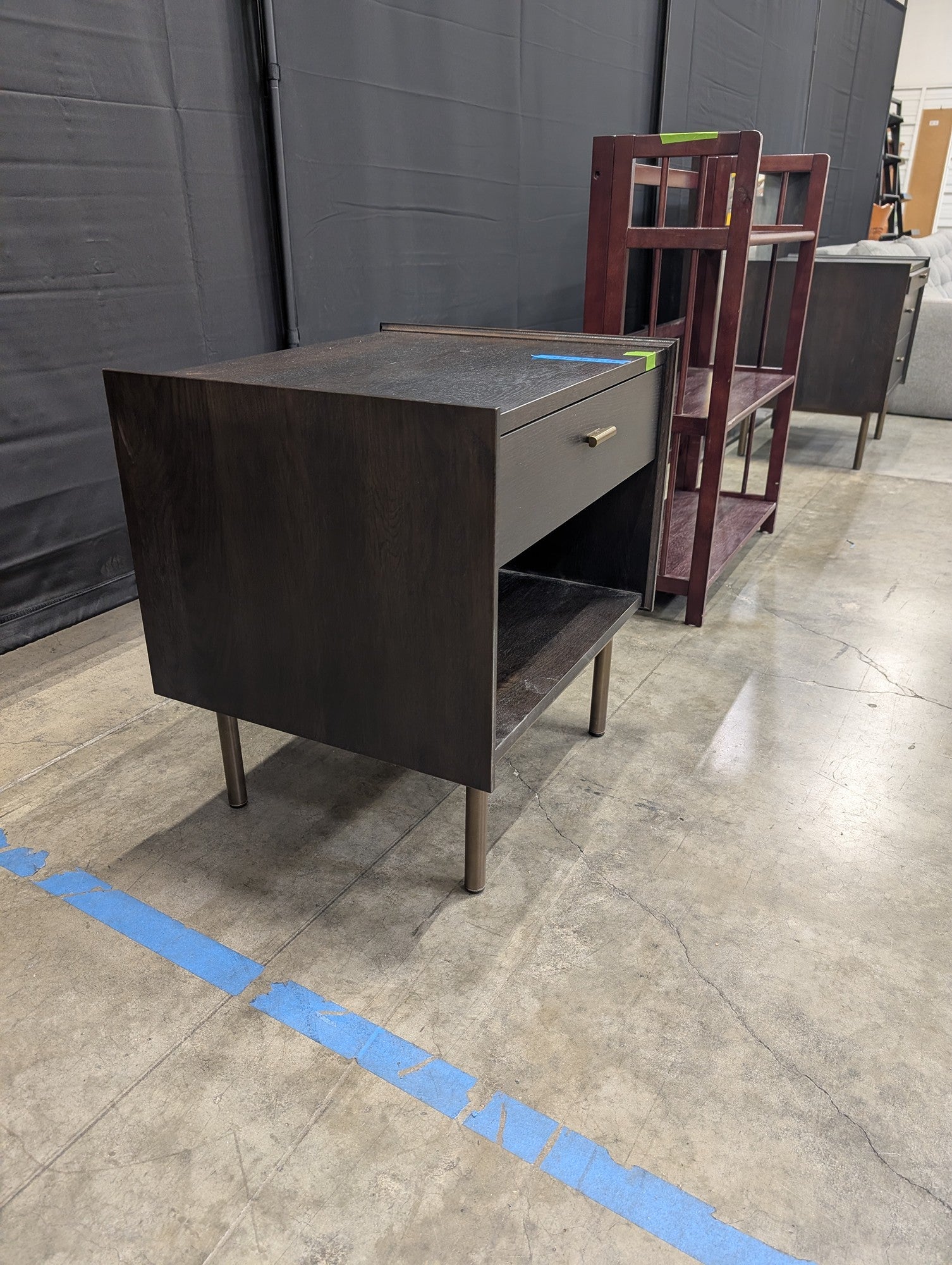 West Bros Dark Wood One-Drawer Nightstand