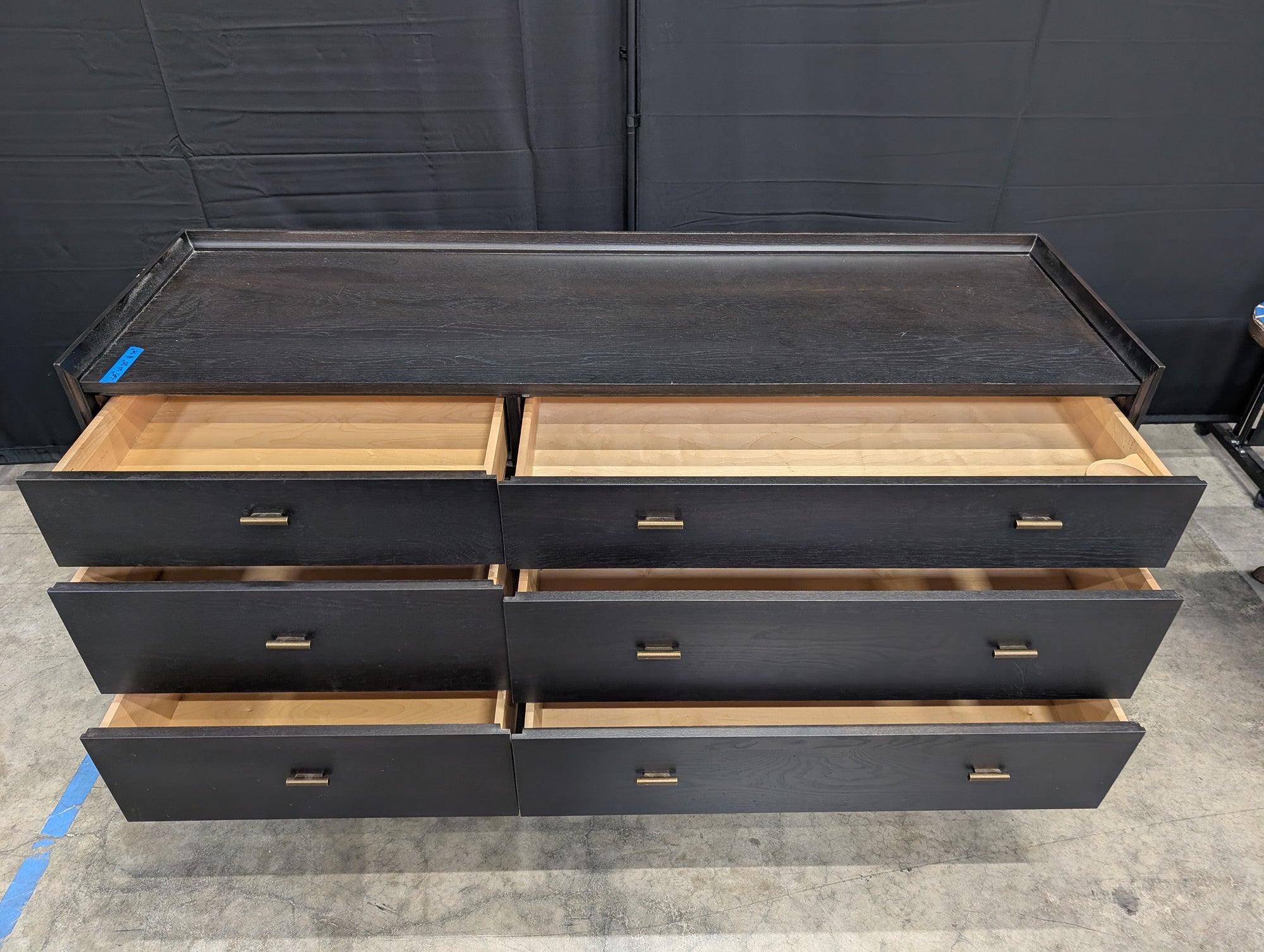 West Bros Dark Wood Six-Drawer Dresser with Tapered Legs