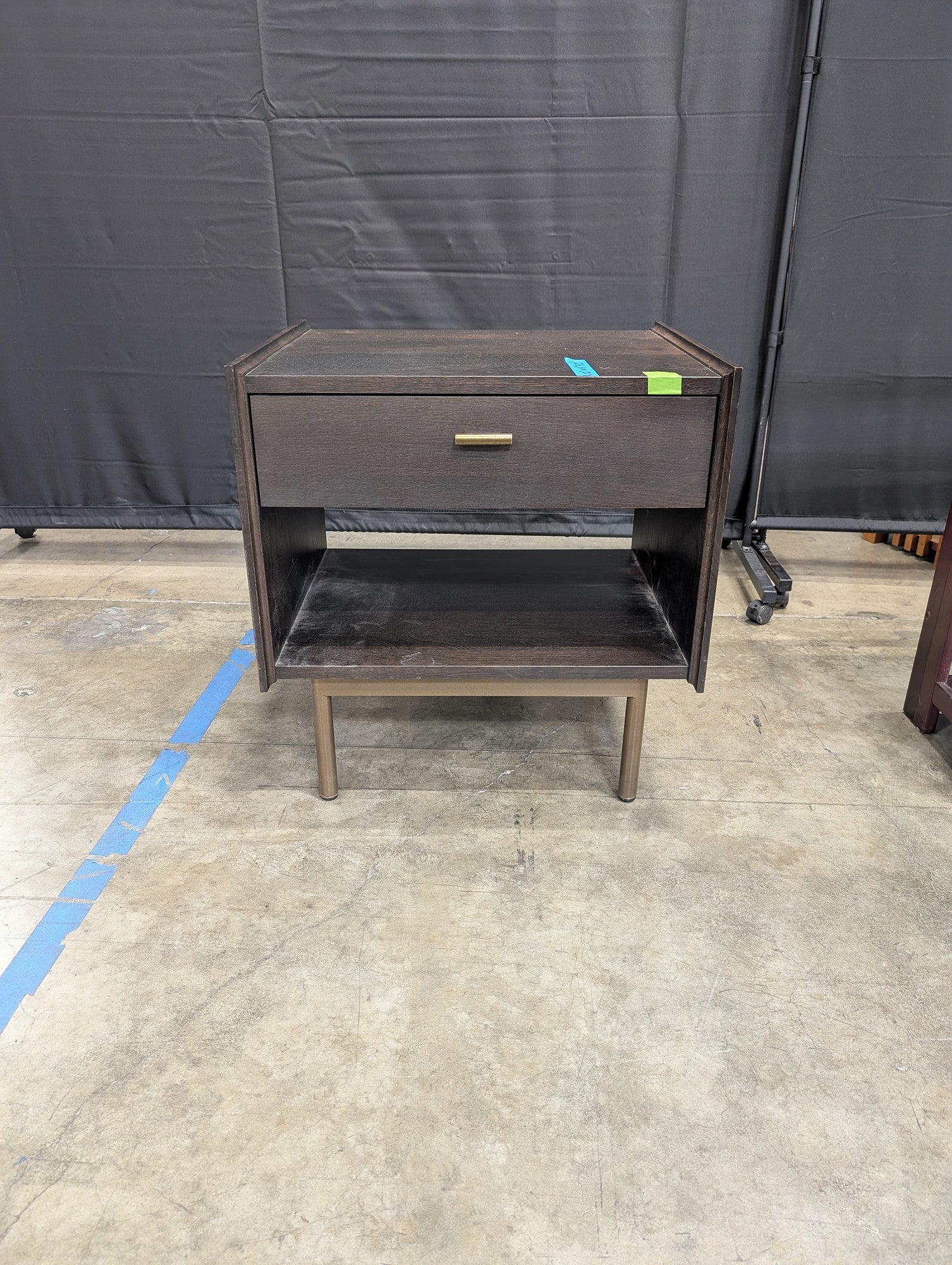 West Bros Dark Wood One-Drawer Nightstand