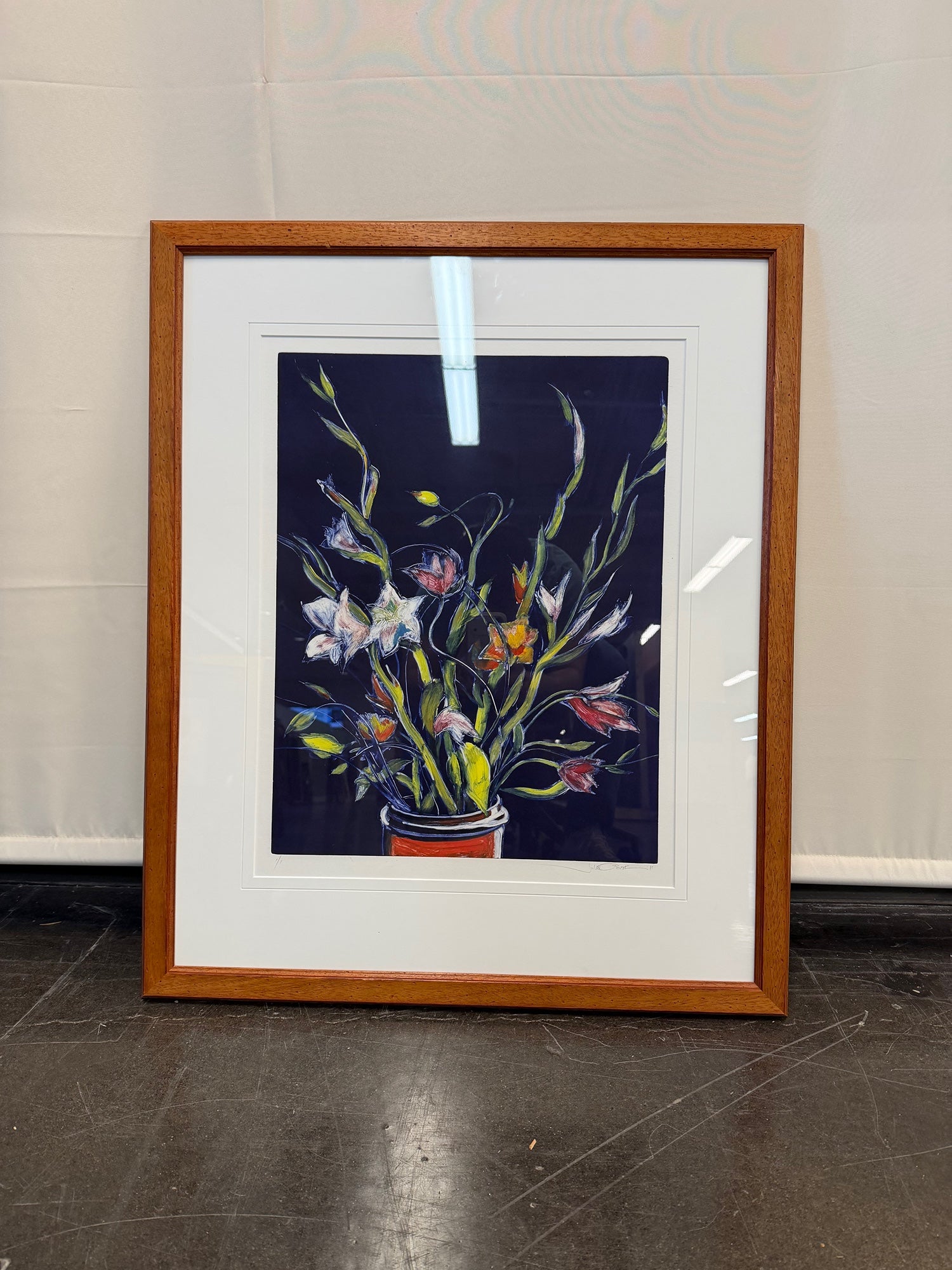 Limited Edition Abstract Floral Art Print in Wood Frame