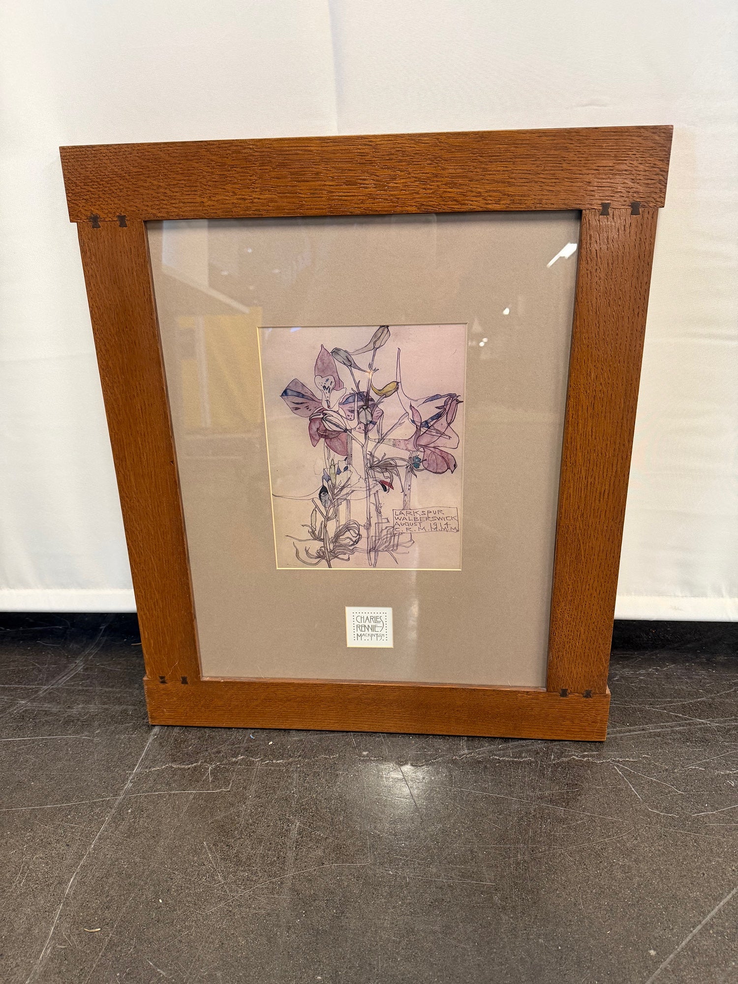 Charles Rennie Mackintosh Botanical Print in Brown Wood Frame