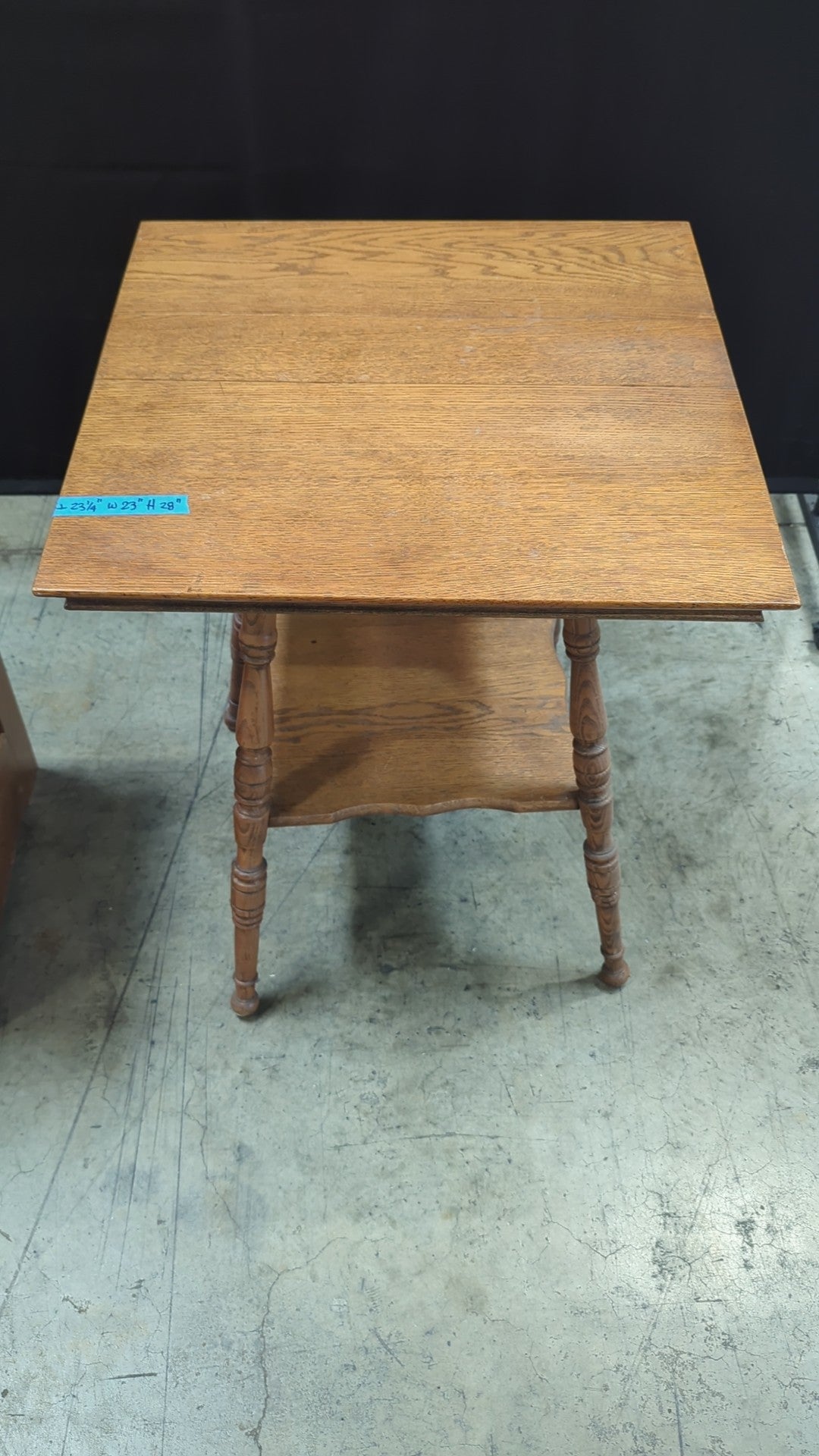 Vintage Medium Brown Wood End Table with Turned Legs