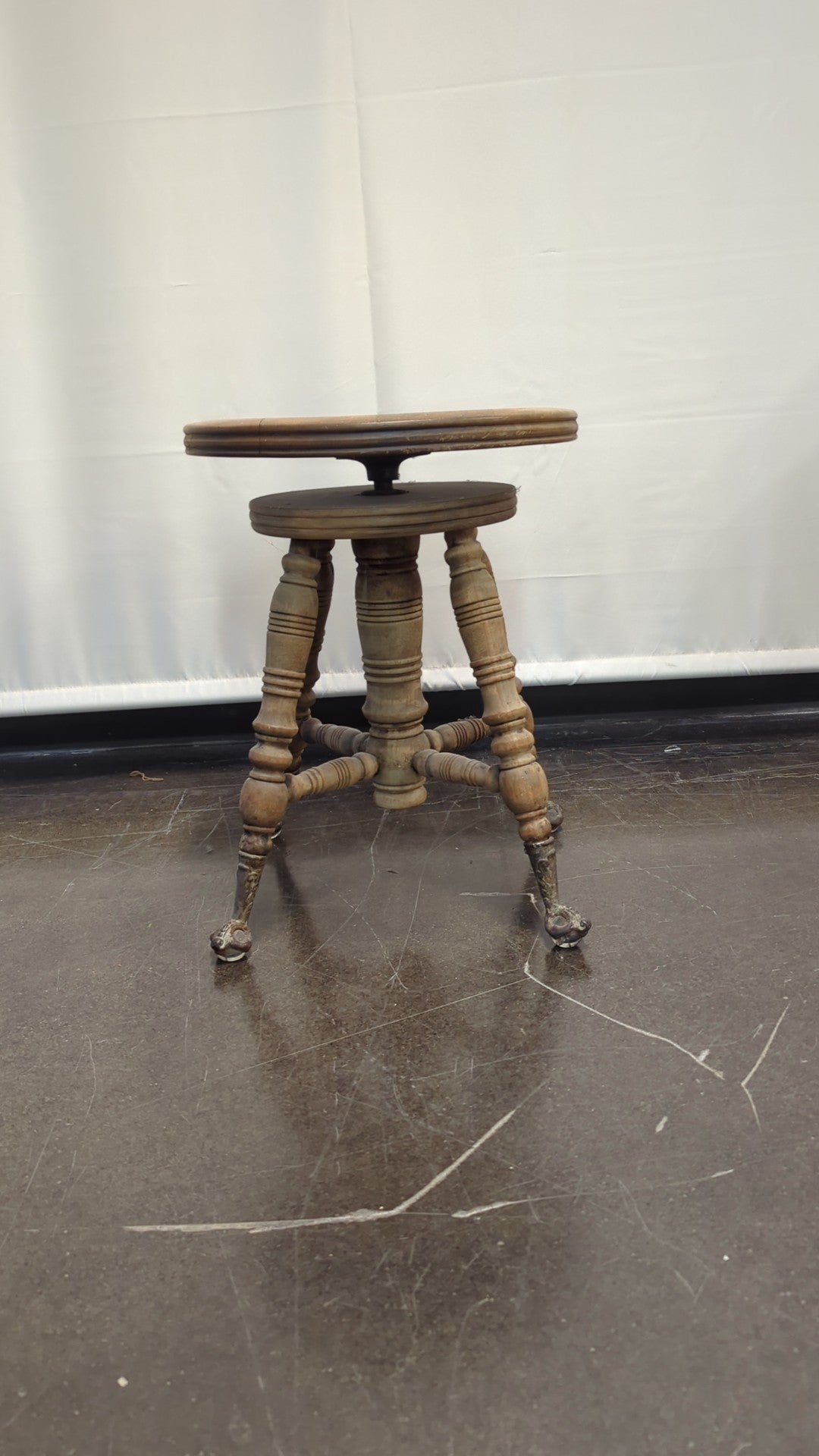 Antique Victorian Style Swivel Piano Stool with Claw Feet