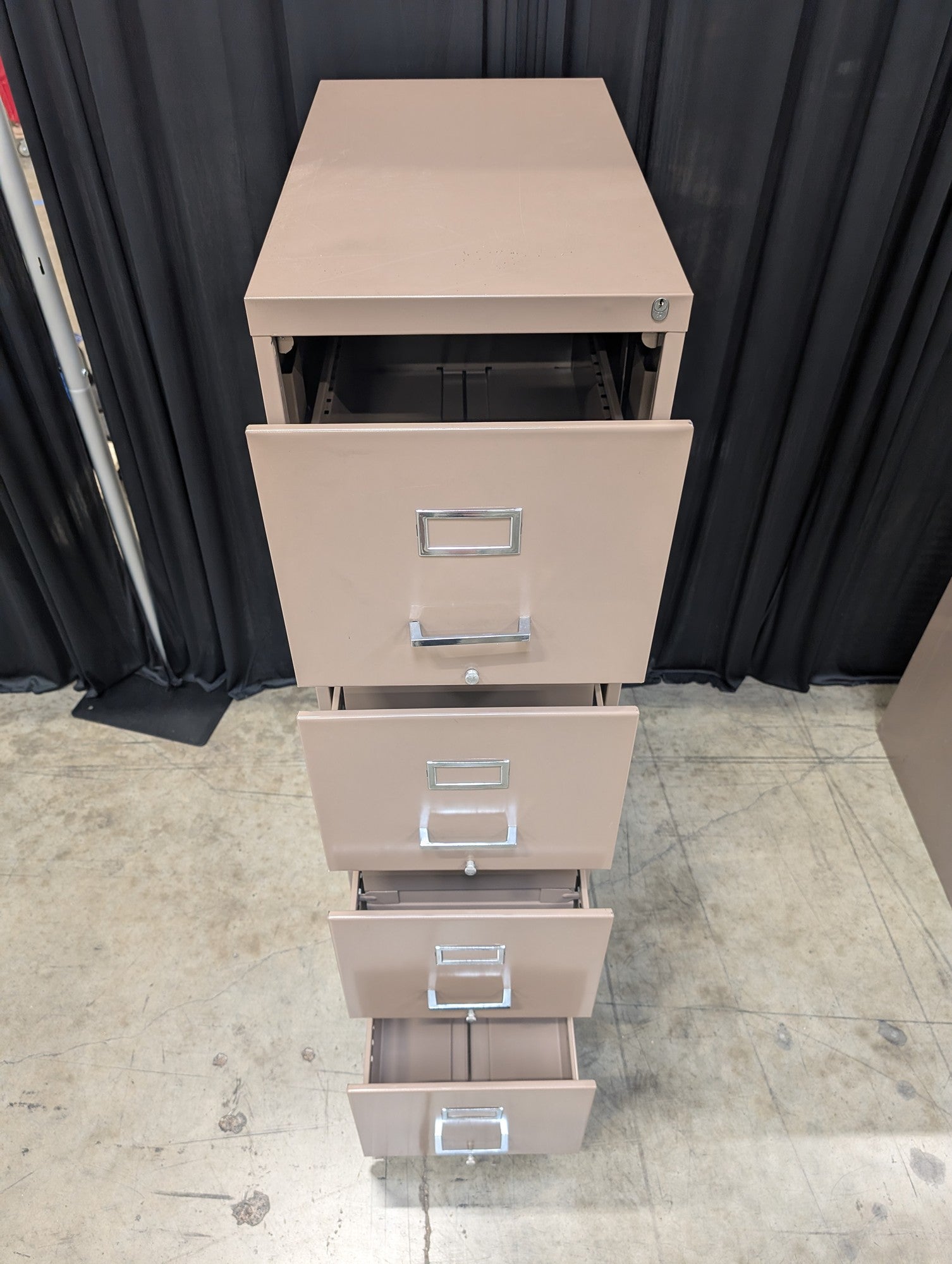 Four-Drawer Tan Metal Filing Cabinet