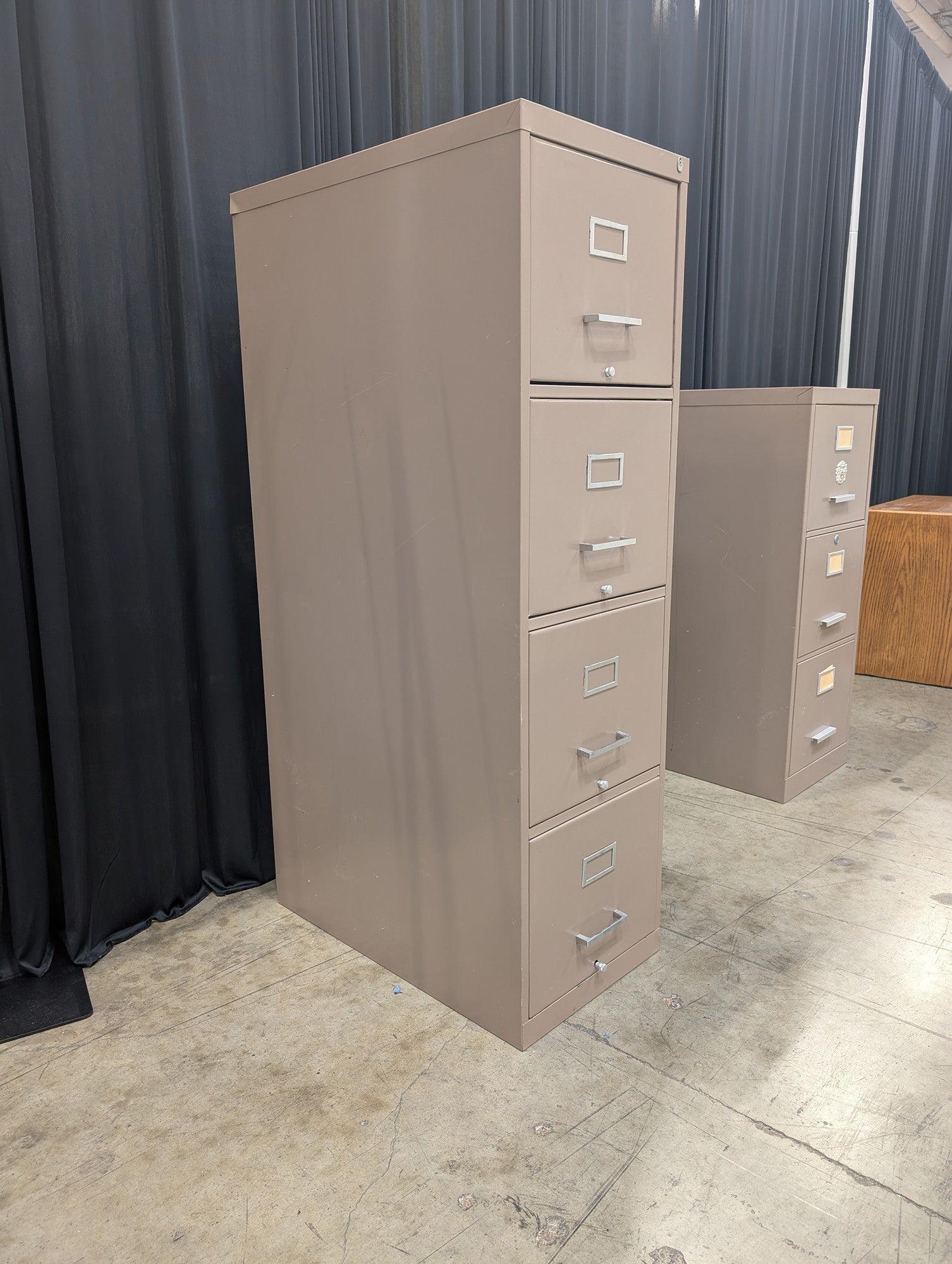 Four-Drawer Tan Metal Filing Cabinet