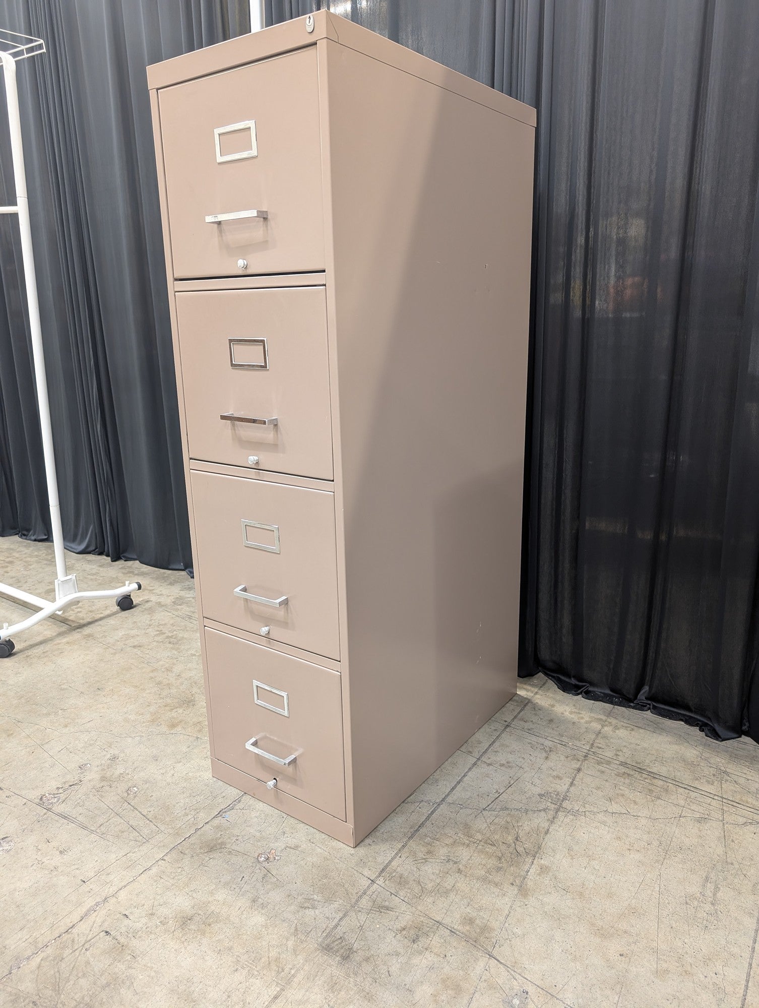 Four-Drawer Tan Metal Filing Cabinet