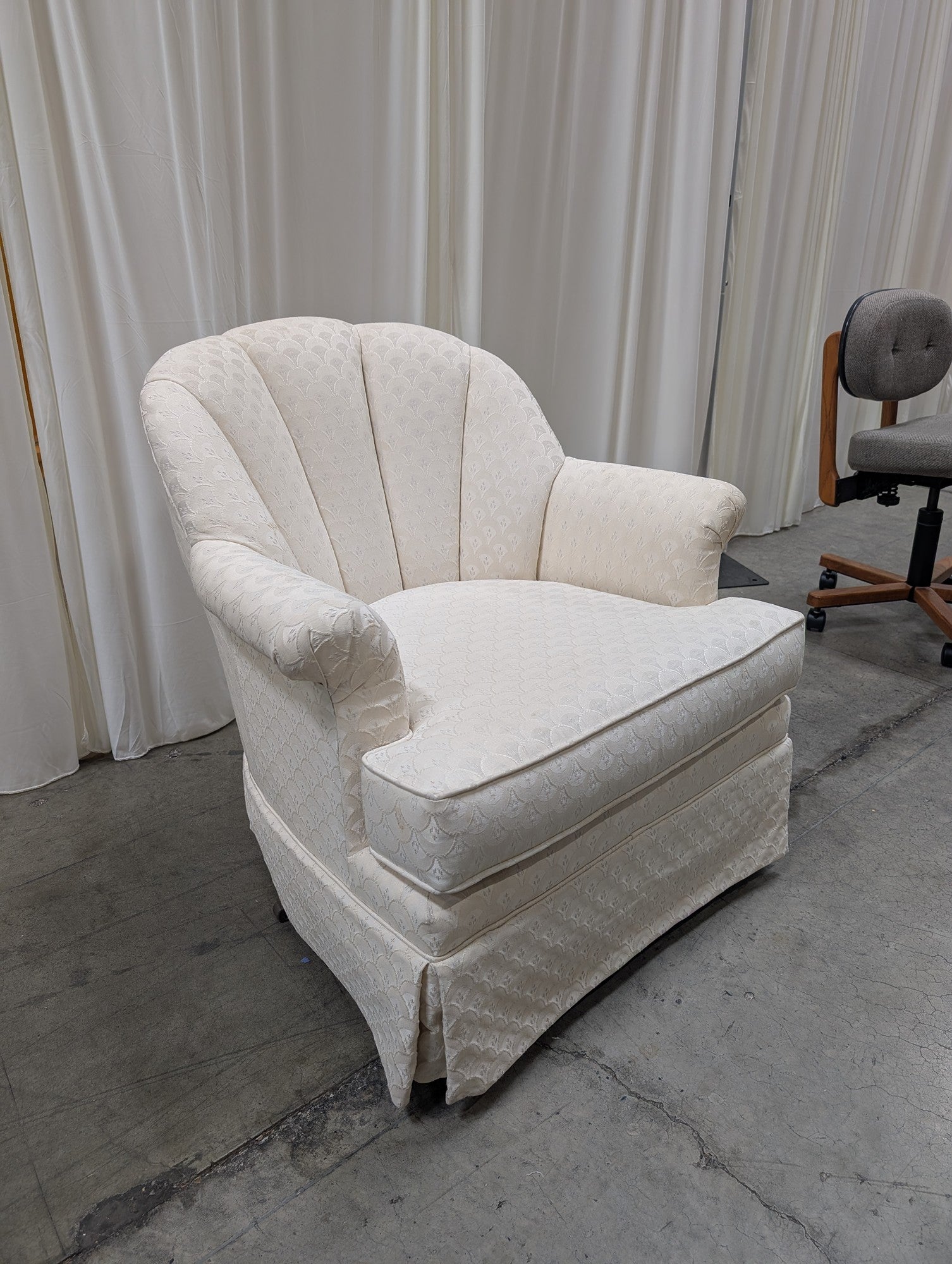 Pembrook Scalloped Back Arm Chair with Skirted Base