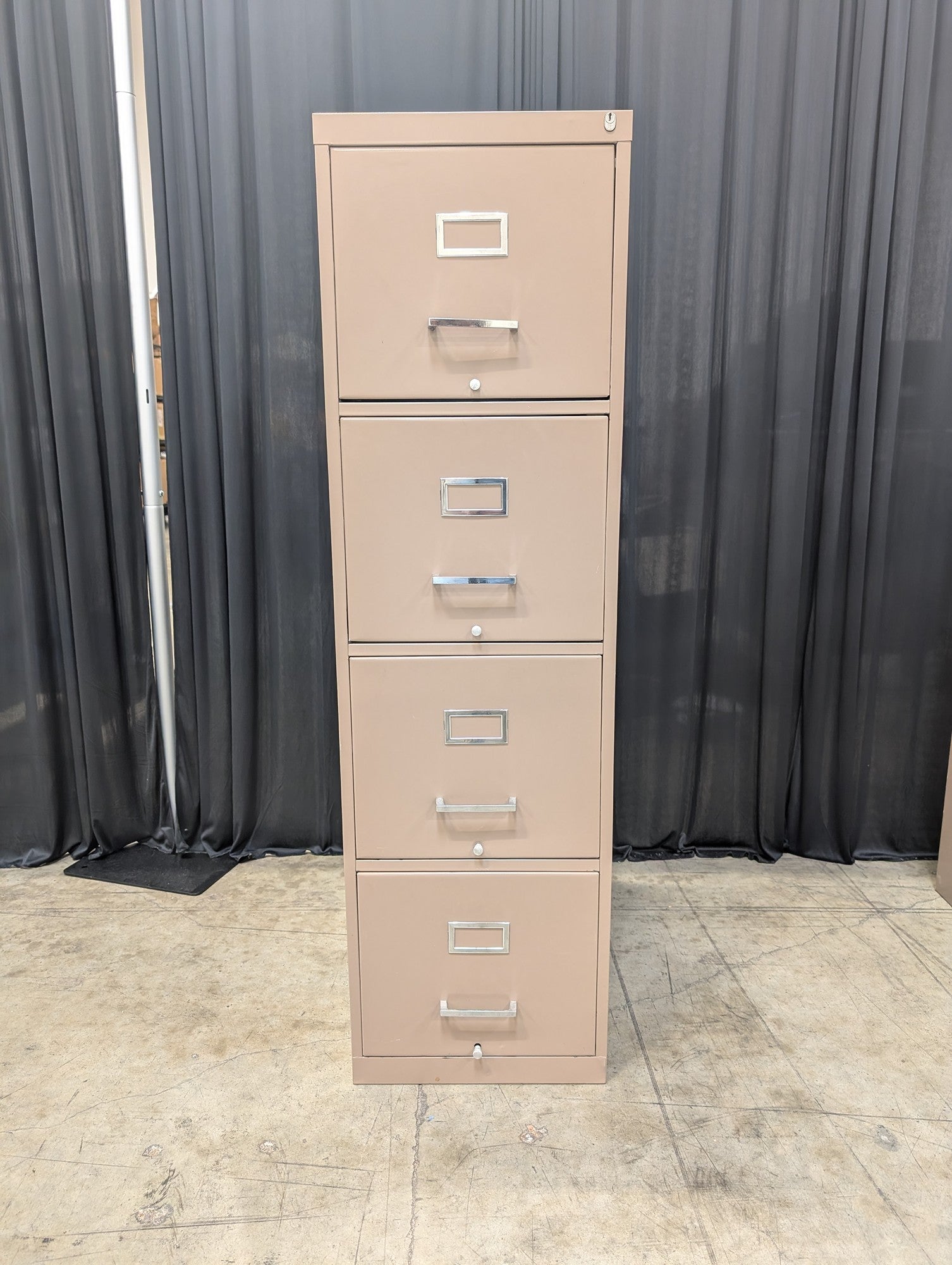 Four-Drawer Tan Metal Filing Cabinet