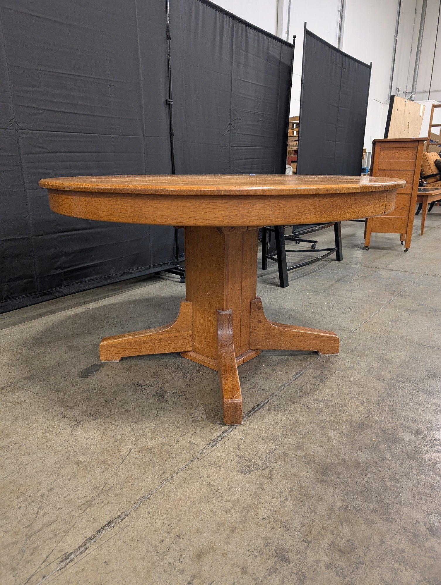 Mission Style Round Hardwood Dining Table